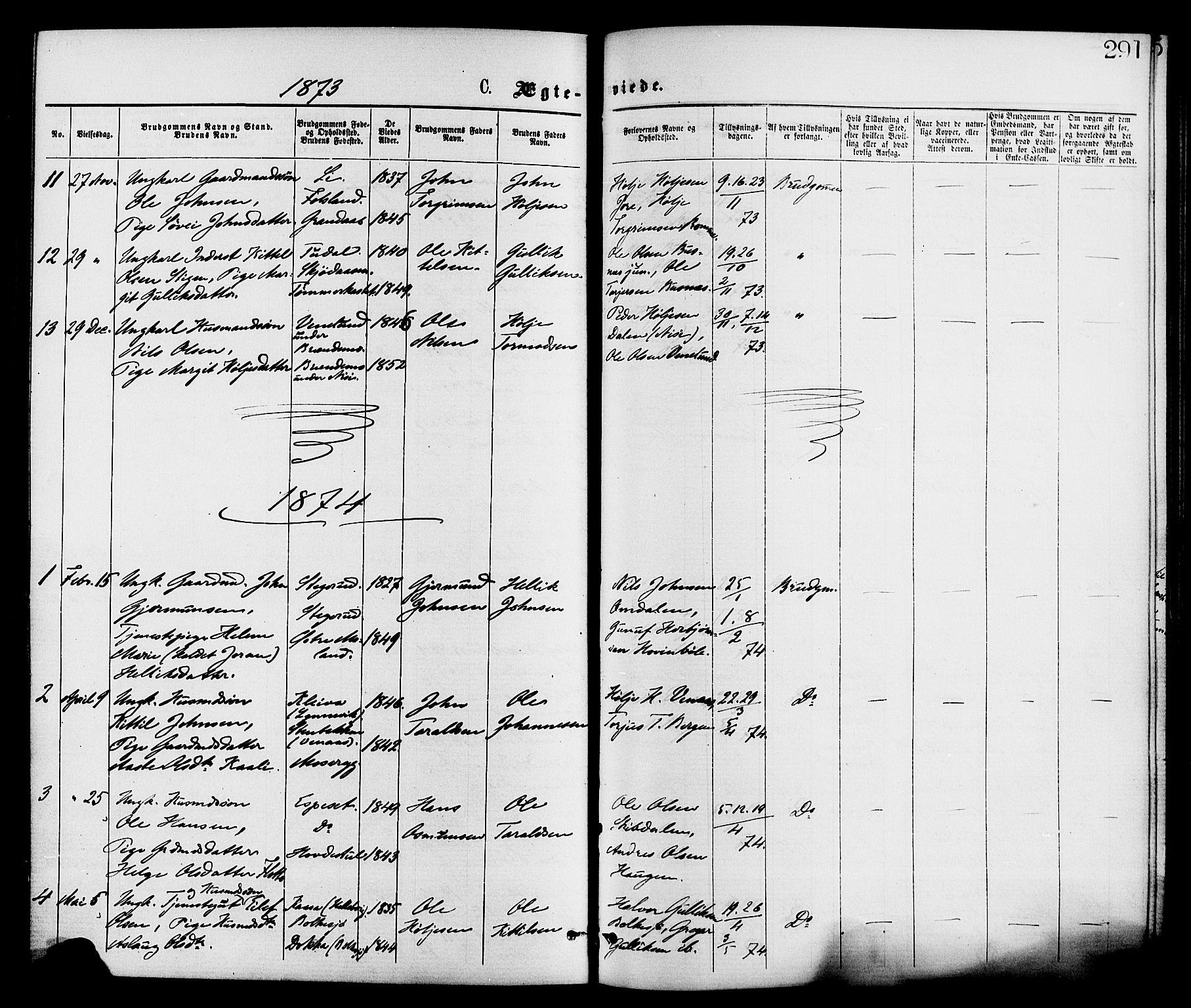 Gransherad kirkebøker, SAKO/A-267/F/Fa/L0004: Parish register (official) no. I 4, 1871-1886, p. 291