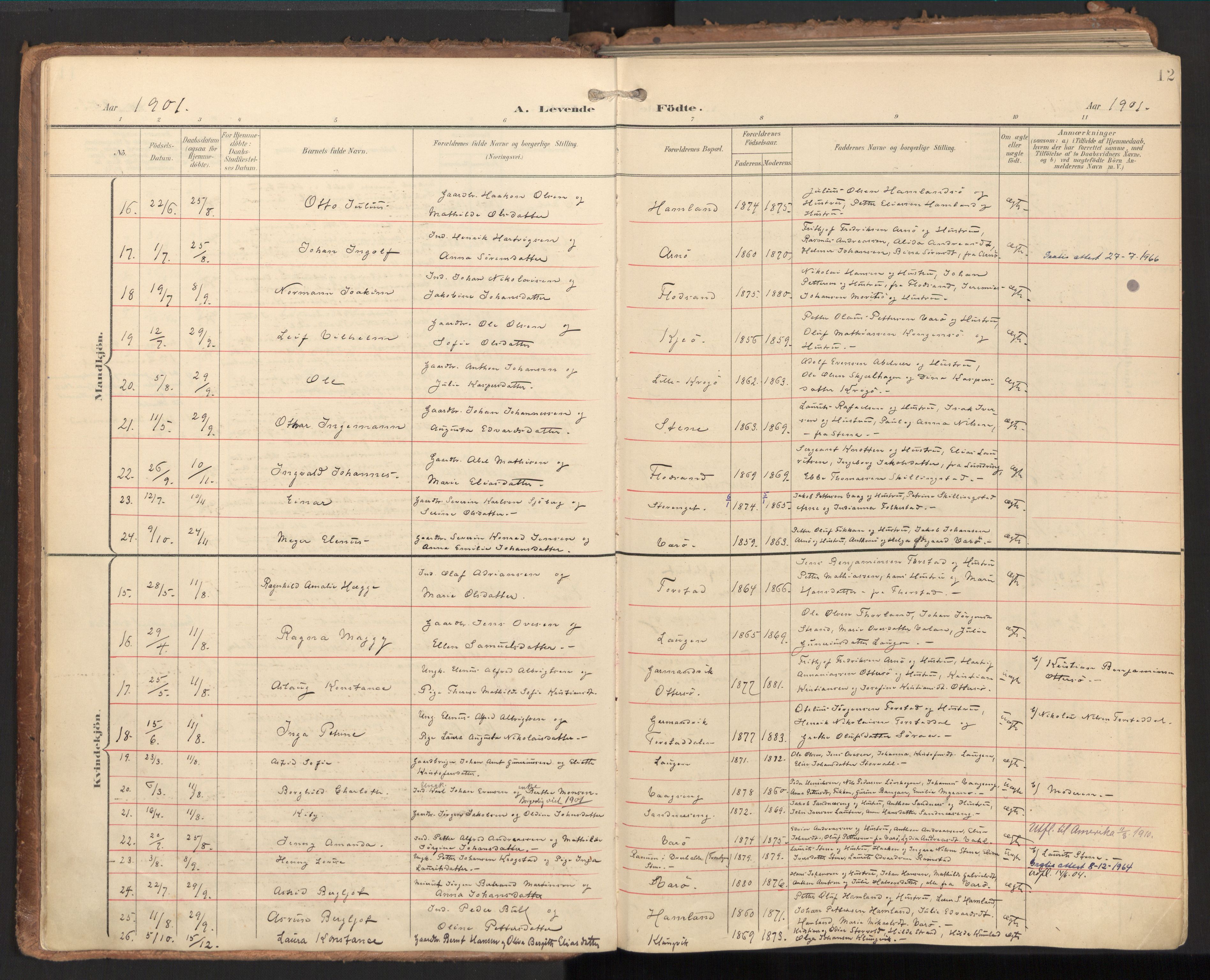 Ministerialprotokoller, klokkerbøker og fødselsregistre - Nord-Trøndelag, SAT/A-1458/784/L0677: Parish register (official) no. 784A12, 1900-1920, p. 12