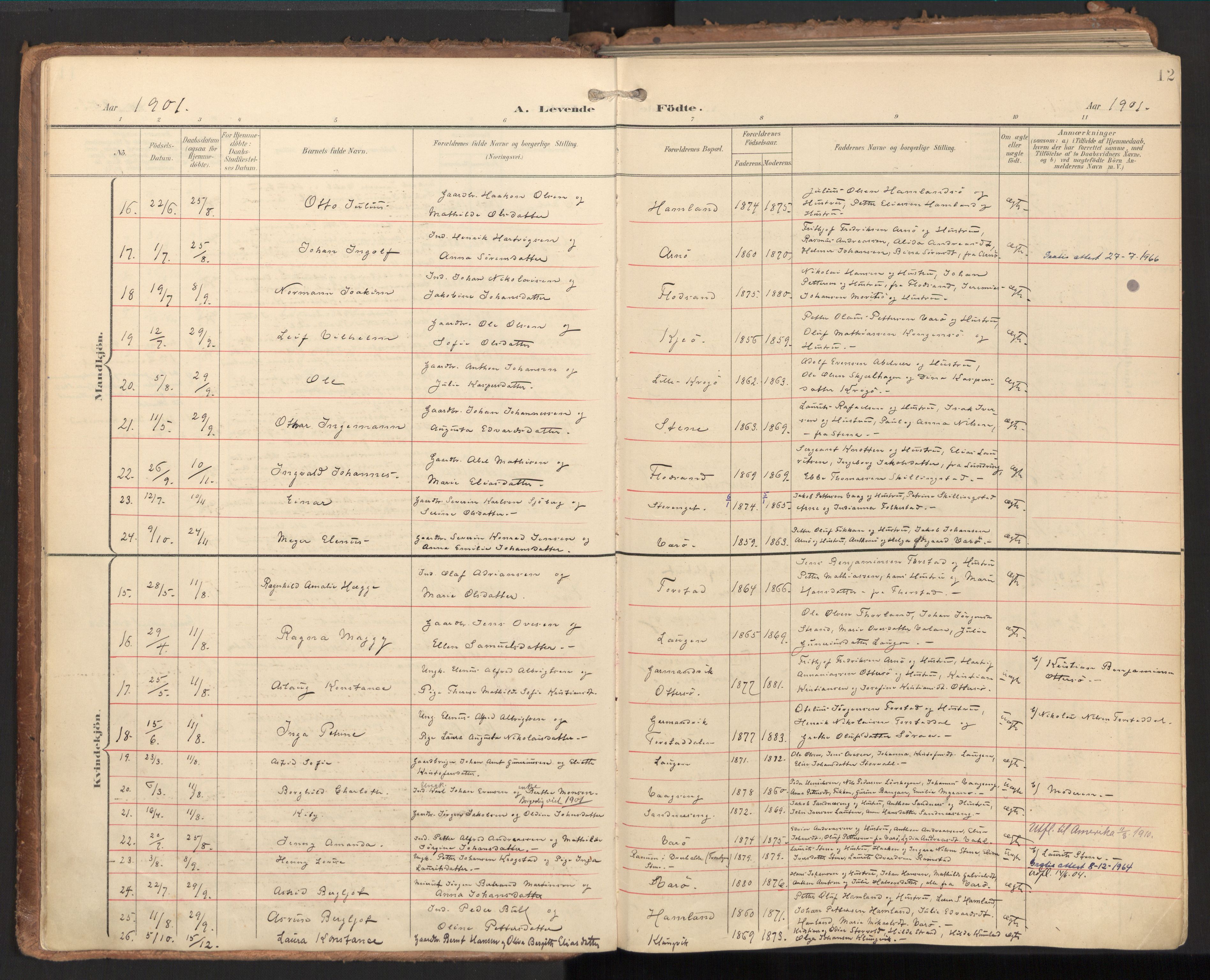 Ministerialprotokoller, klokkerbøker og fødselsregistre - Nord-Trøndelag, AV/SAT-A-1458/784/L0677: Parish register (official) no. 784A12, 1900-1920, p. 12