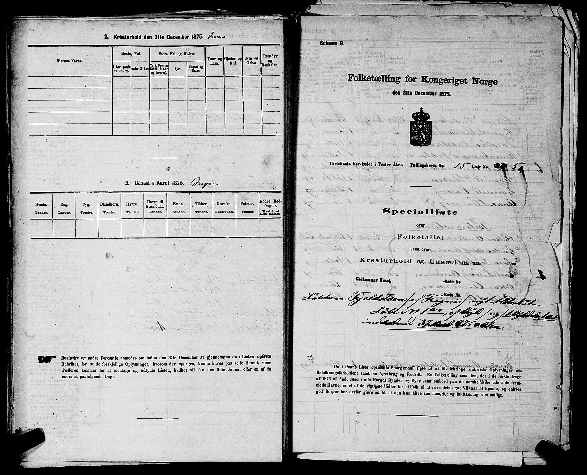 RA, 1875 census for 0218aP Vestre Aker, 1875, p. 2682