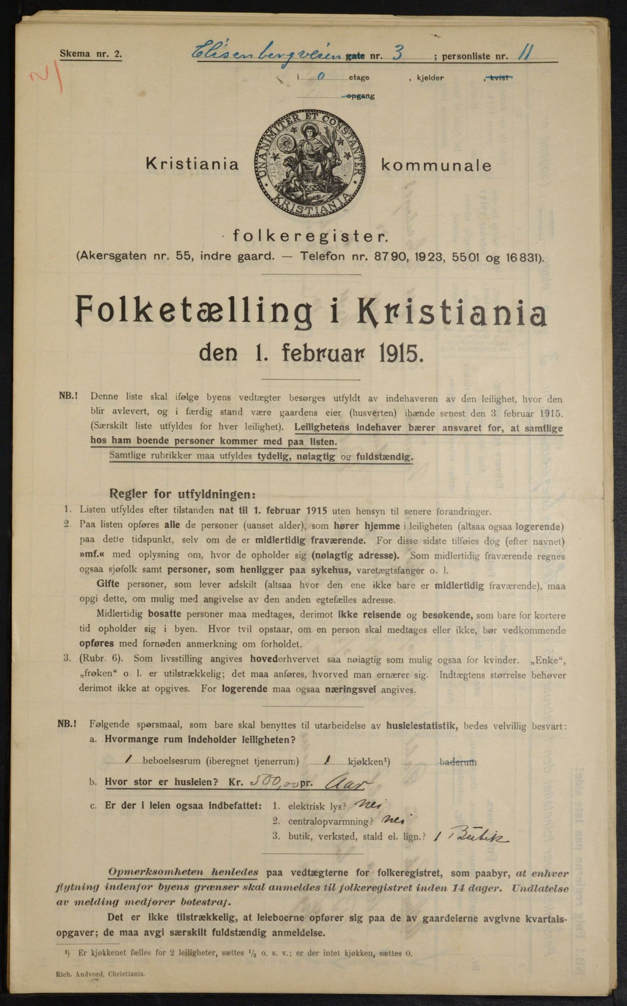 OBA, Municipal Census 1915 for Kristiania, 1915, p. 19990