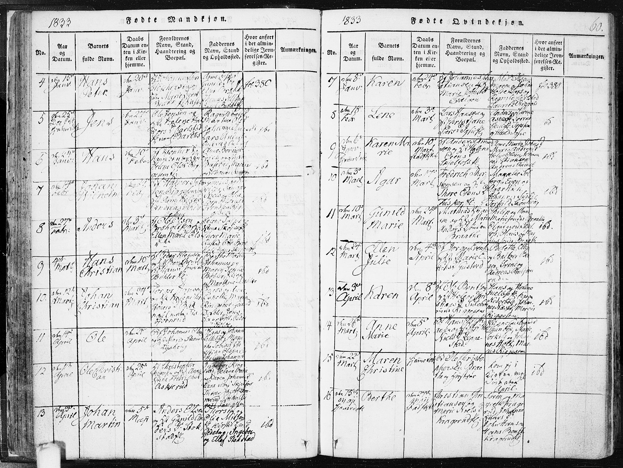 Hobøl prestekontor Kirkebøker, SAO/A-2002/F/Fa/L0002: Parish register (official) no. I 2, 1814-1841, p. 60