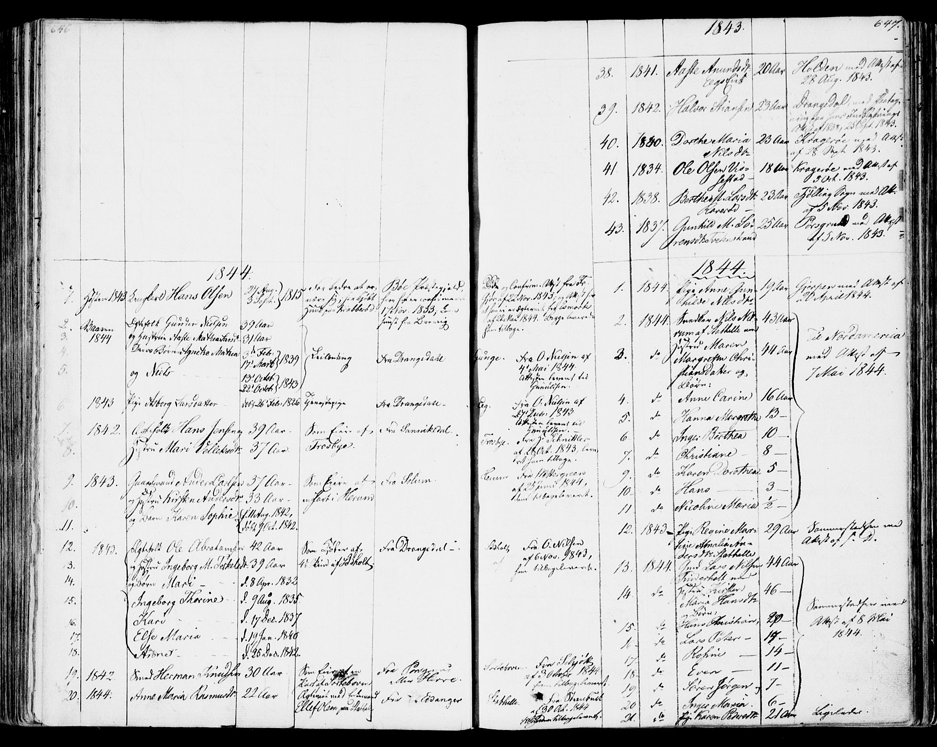 Bamble kirkebøker, AV/SAKO-A-253/F/Fa/L0004: Parish register (official) no. I 4, 1834-1853, p. 646-647