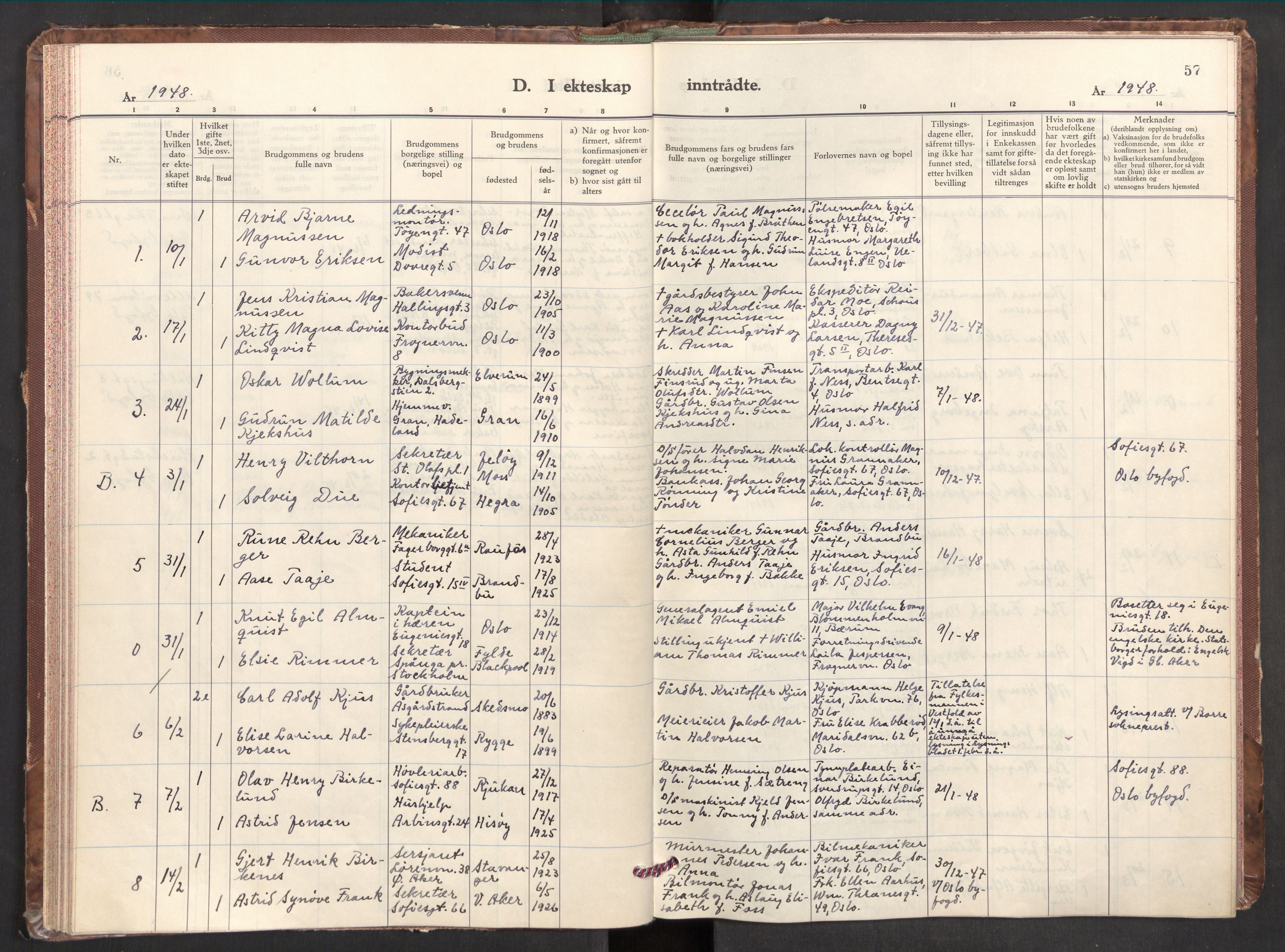 Markus prestekontor Kirkebøker, AV/SAO-A-10830/F/L0005: Parish register (official) no. 5, 1942-1960, p. 57