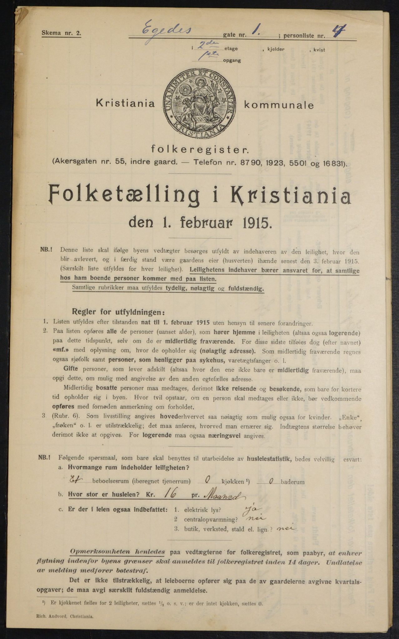 OBA, Municipal Census 1915 for Kristiania, 1915, p. 18304