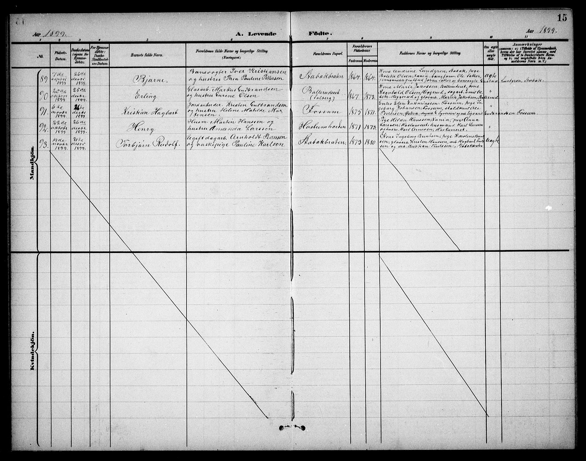 Østre Bærum prestekontor Kirkebøker, AV/SAO-A-10887/G/Ga/L0001: Parish register (copy) no. 1, 1898-1913, p. 15