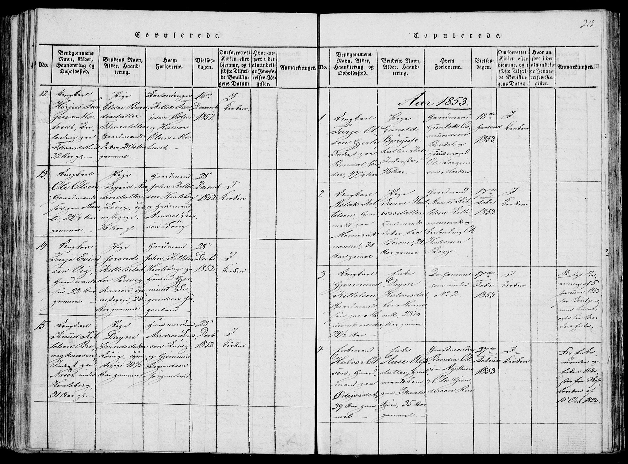 Fyresdal kirkebøker, SAKO/A-263/F/Fa/L0004: Parish register (official) no. I 4, 1815-1854, p. 212