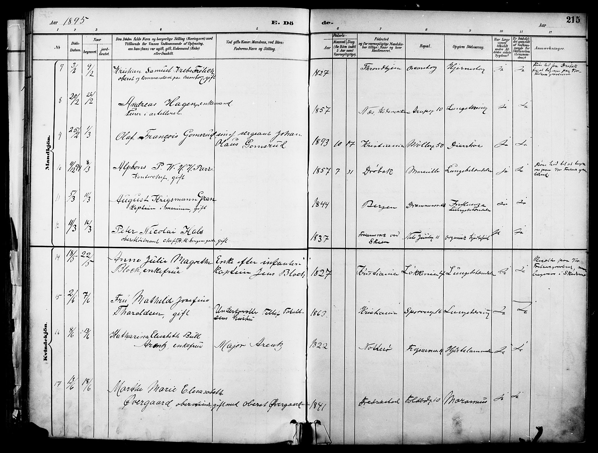 Garnisonsmenigheten Kirkebøker, SAO/A-10846/F/Fa/L0013: Parish register (official) no. 13, 1894-1904, p. 215
