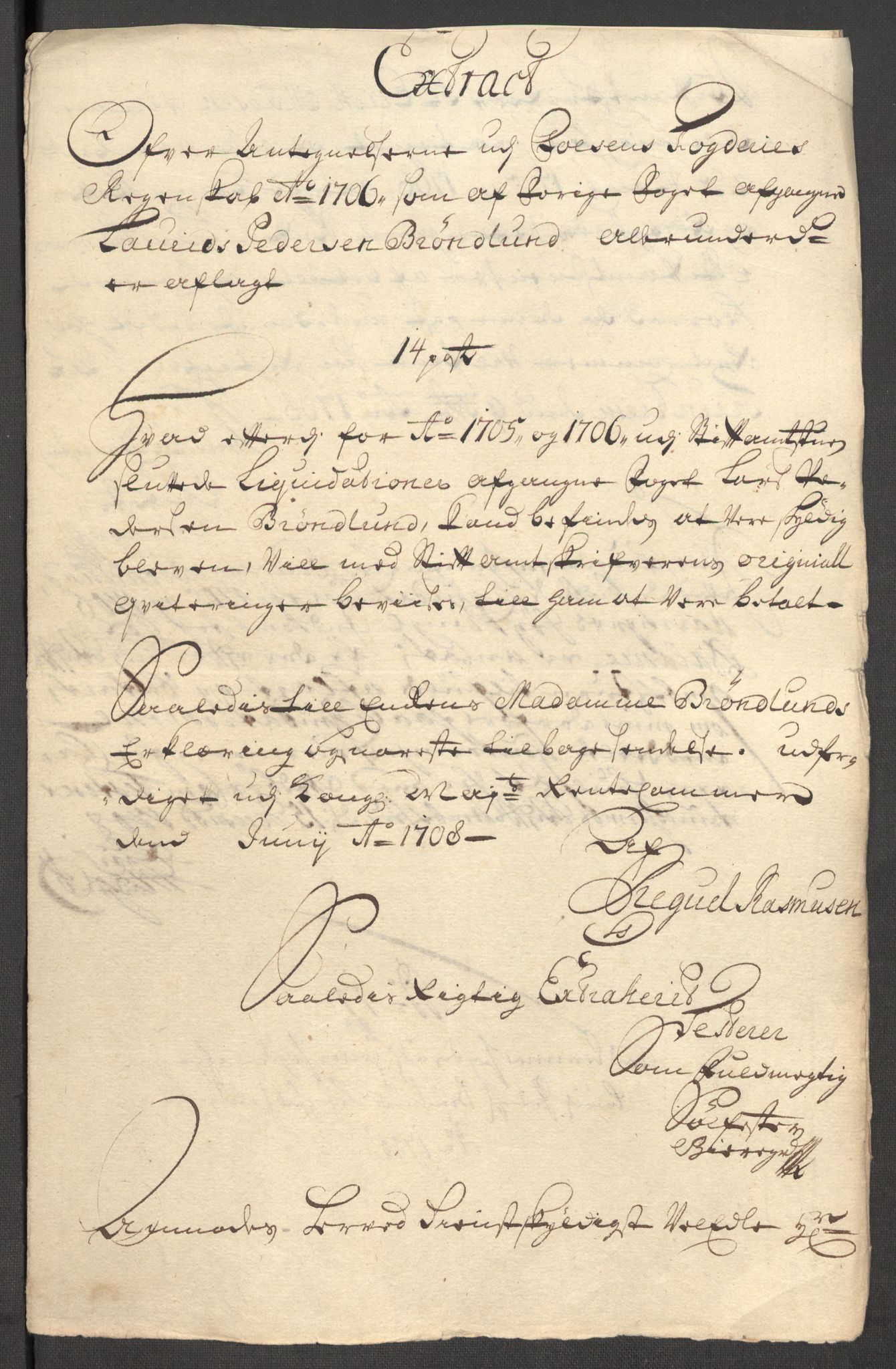 Rentekammeret inntil 1814, Reviderte regnskaper, Fogderegnskap, AV/RA-EA-4092/R57/L3857: Fogderegnskap Fosen, 1706-1707, p. 240