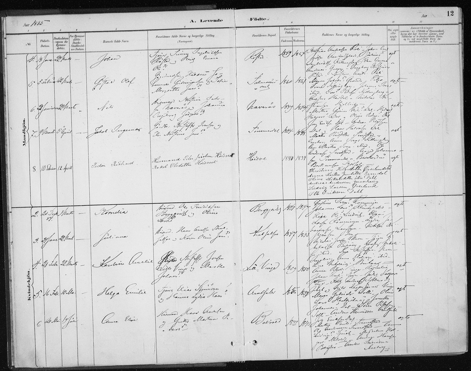 Ministerialprotokoller, klokkerbøker og fødselsregistre - Nord-Trøndelag, SAT/A-1458/701/L0010: Parish register (official) no. 701A10, 1883-1899, p. 12