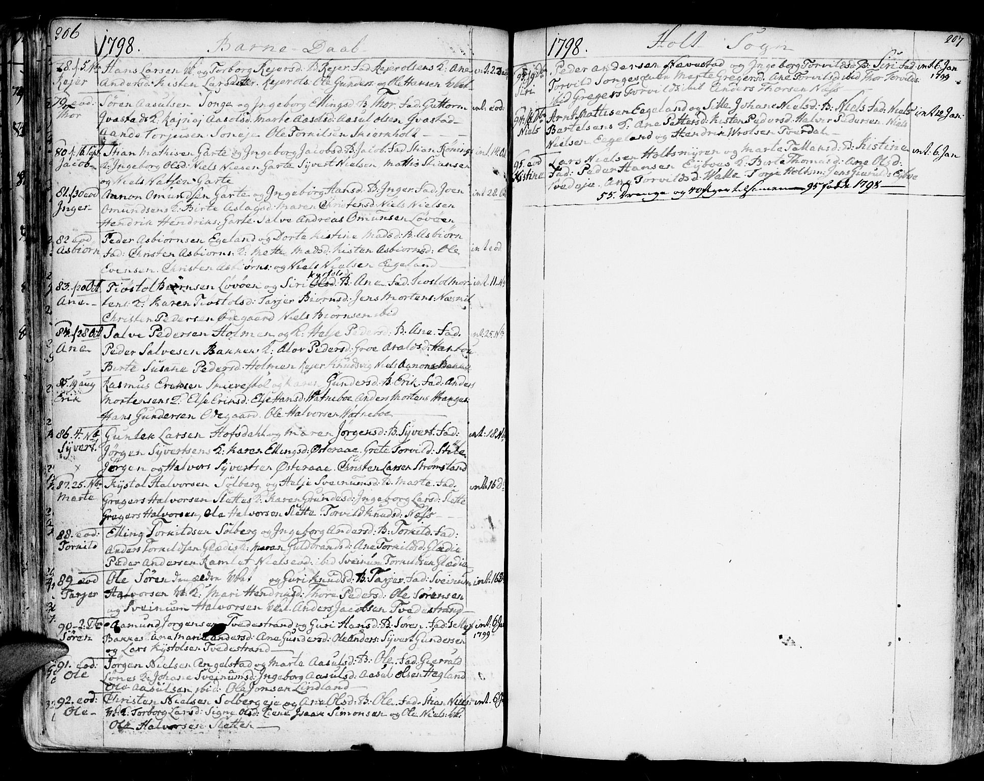 Holt sokneprestkontor, AV/SAK-1111-0021/F/Fa/L0003: Parish register (official) no. A 3, 1765-1798, p. 206-207