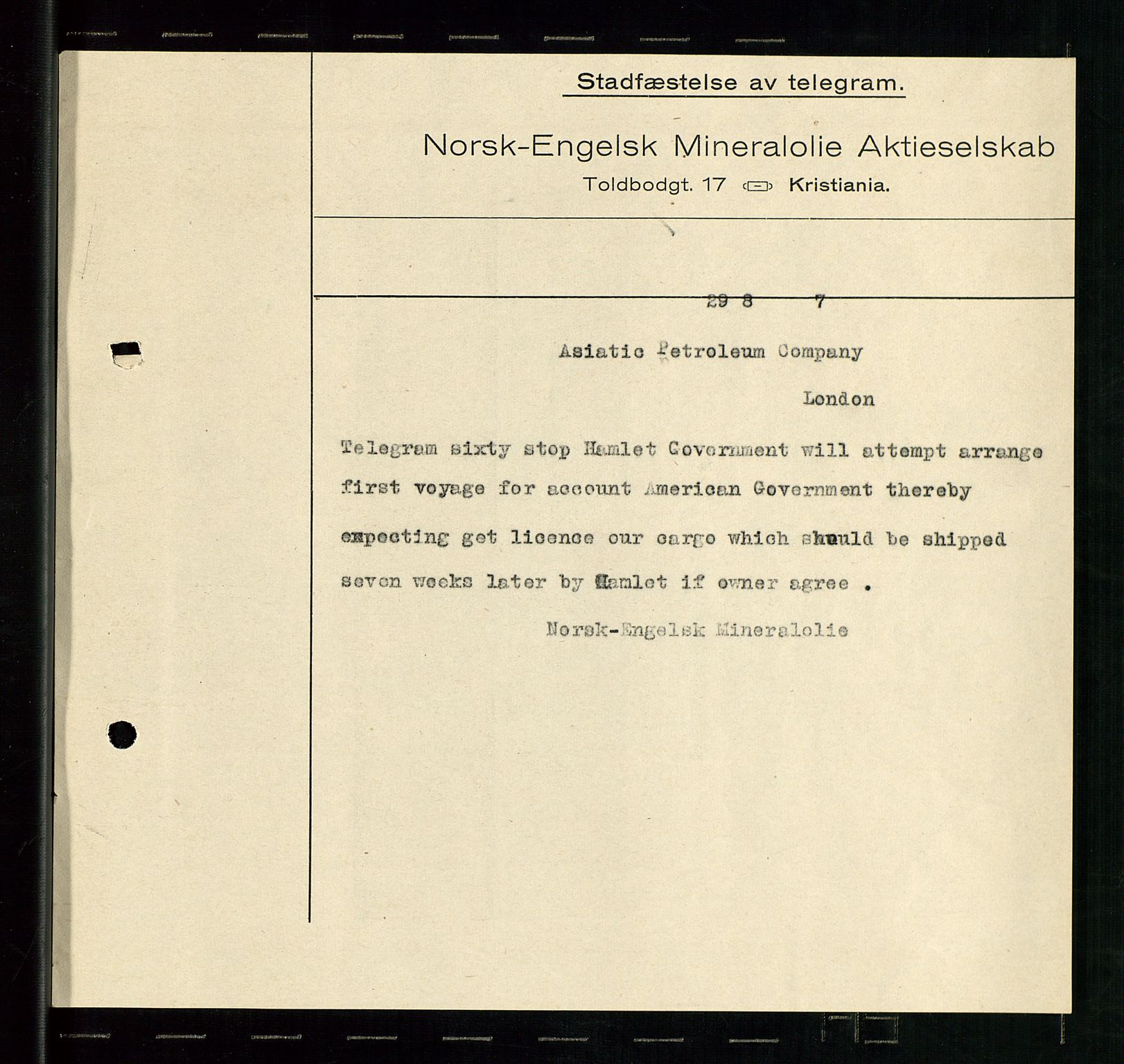 Pa 1521 - A/S Norske Shell, AV/SAST-A-101915/E/Ea/Eaa/L0001: Sjefskorrespondanse, 1917, p. 154