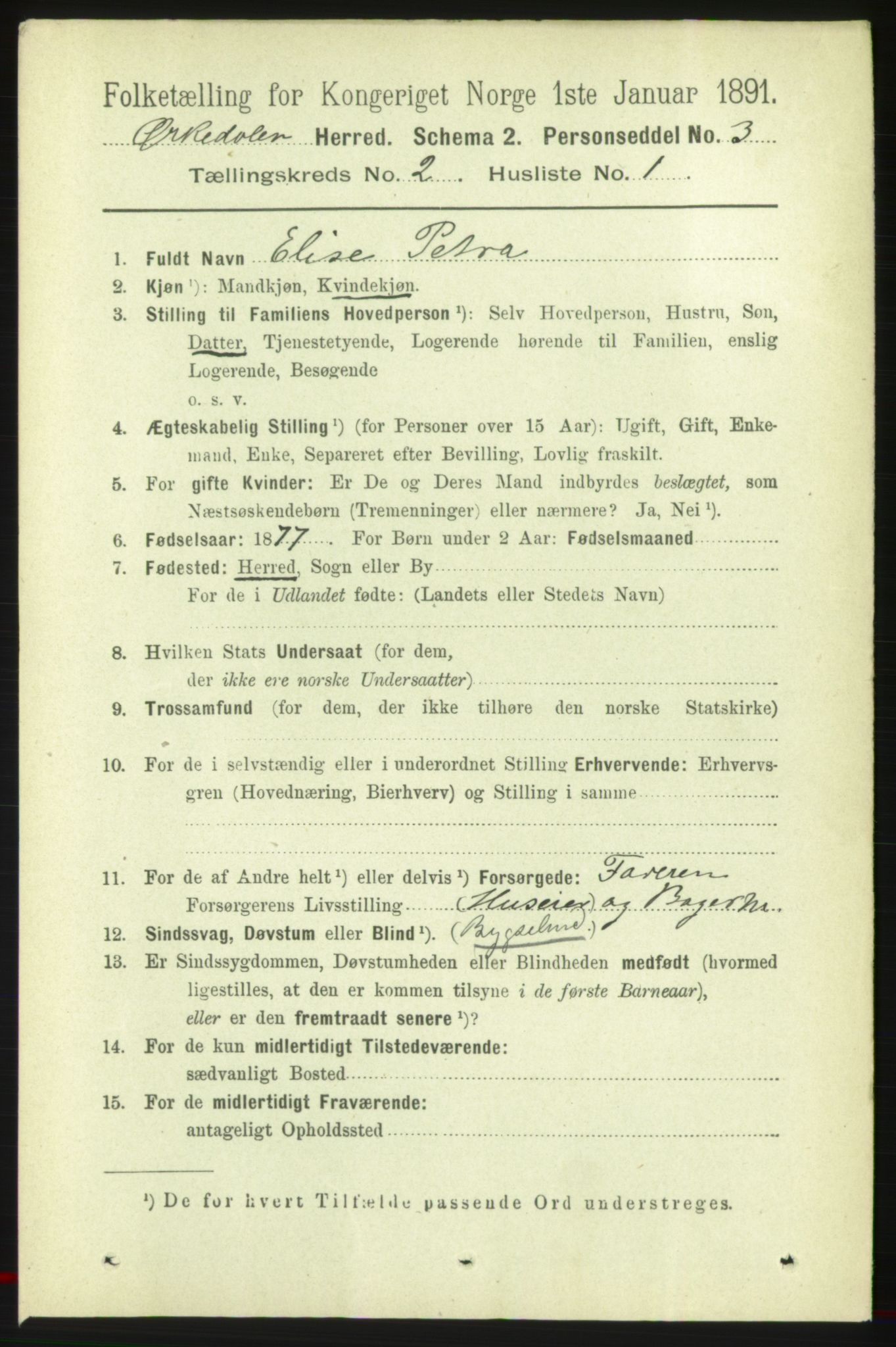 RA, 1891 census for 1638 Orkdal, 1891, p. 956