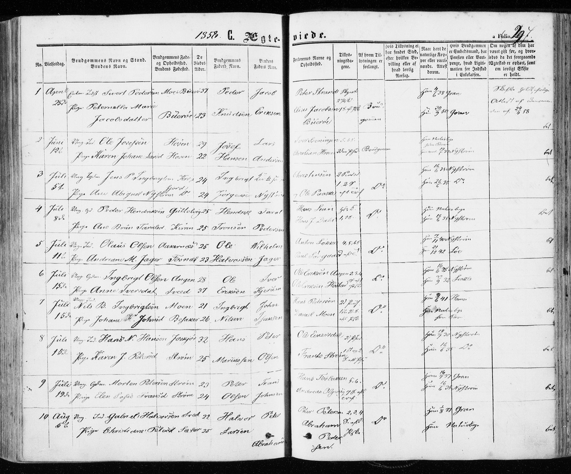 Ministerialprotokoller, klokkerbøker og fødselsregistre - Sør-Trøndelag, SAT/A-1456/657/L0705: Parish register (official) no. 657A06, 1858-1867, p. 297