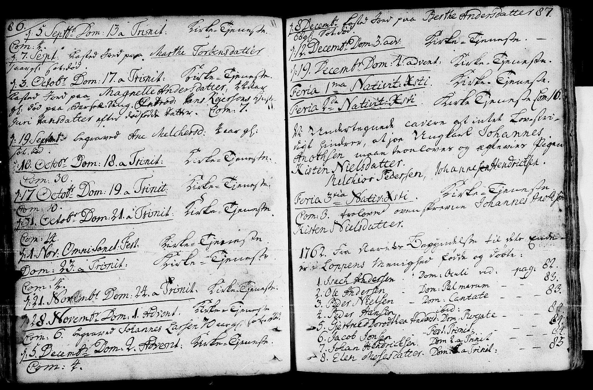 Loppa sokneprestkontor, AV/SATØ-S-1339/H/Ha/L0001kirke: Parish register (official) no. 1 /1, 1753-1784, p. 86-87