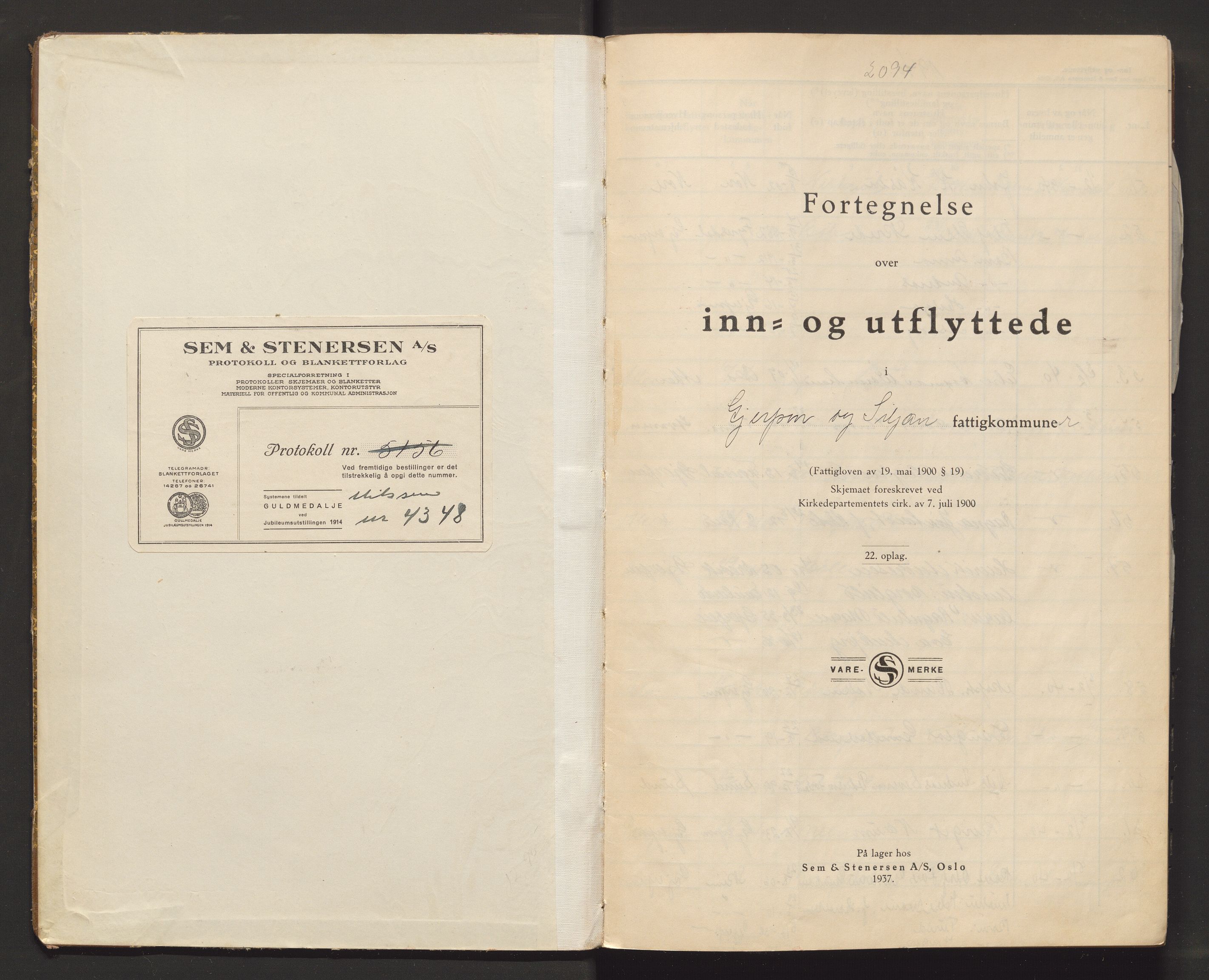 Gjerpen og Siljan lensmannskontor, AV/SAKO-A-555/O/Ob/L0002: Flytteprotokoll, 1940-1941