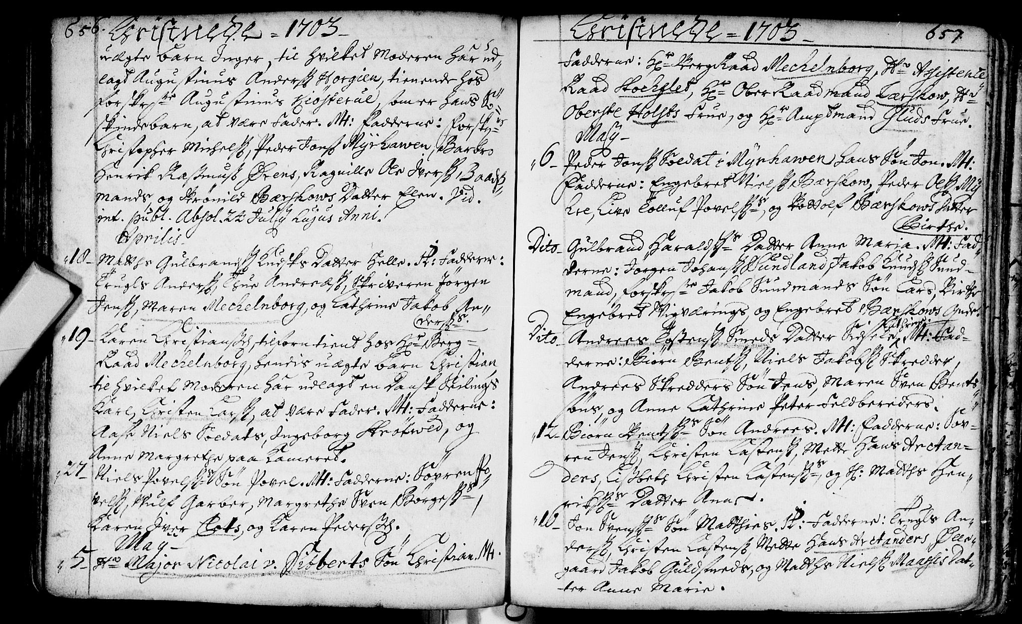 Bragernes kirkebøker, SAKO/A-6/F/Fa/L0002: Parish register (official) no. I 2, 1680-1705, p. 656-657