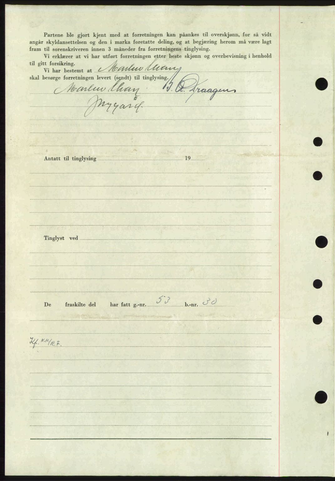 Nordmøre sorenskriveri, AV/SAT-A-4132/1/2/2Ca: Mortgage book no. A103, 1946-1947, Diary no: : 54/1947