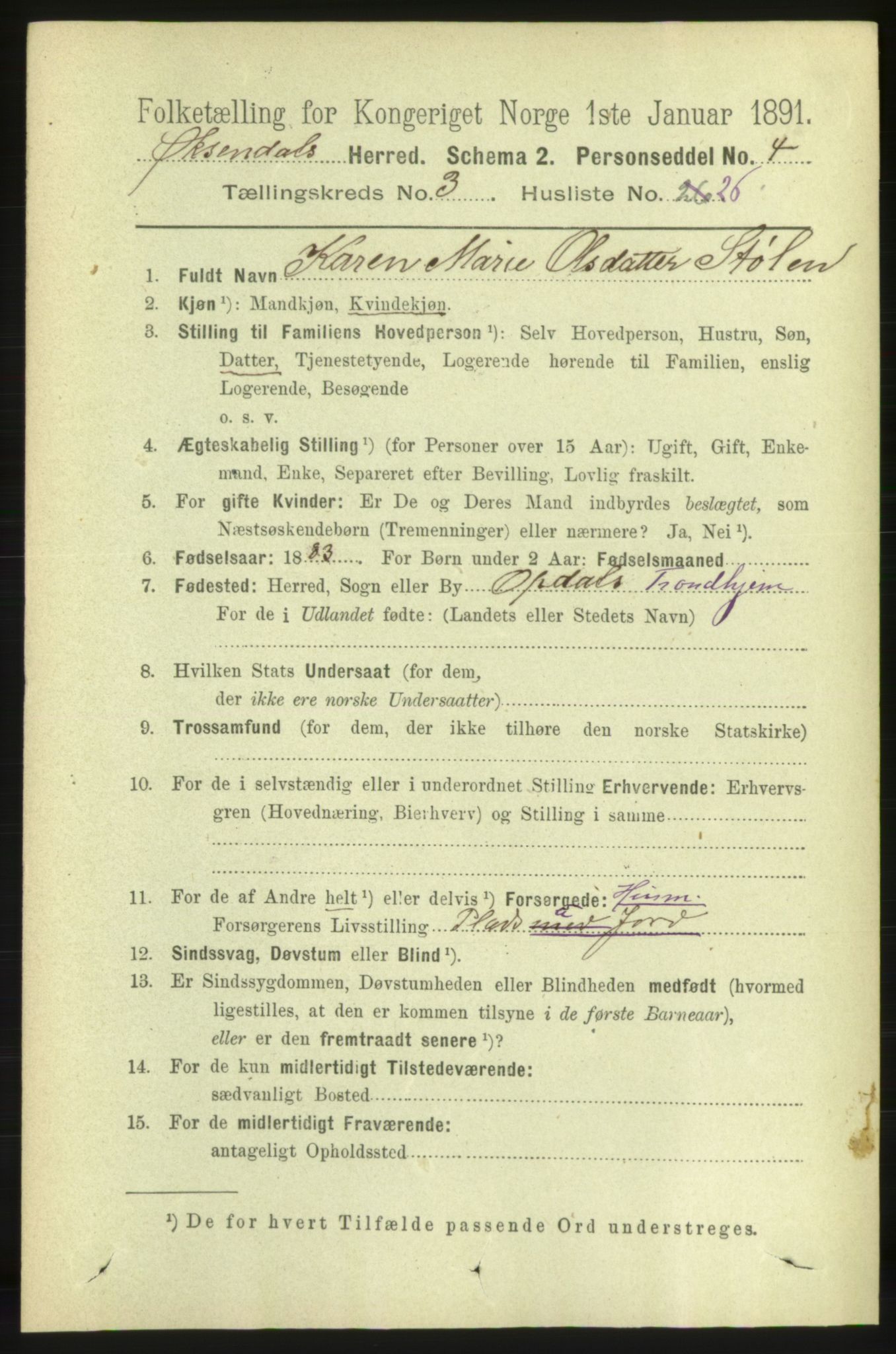 RA, 1891 census for 1561 Øksendal, 1891, p. 800