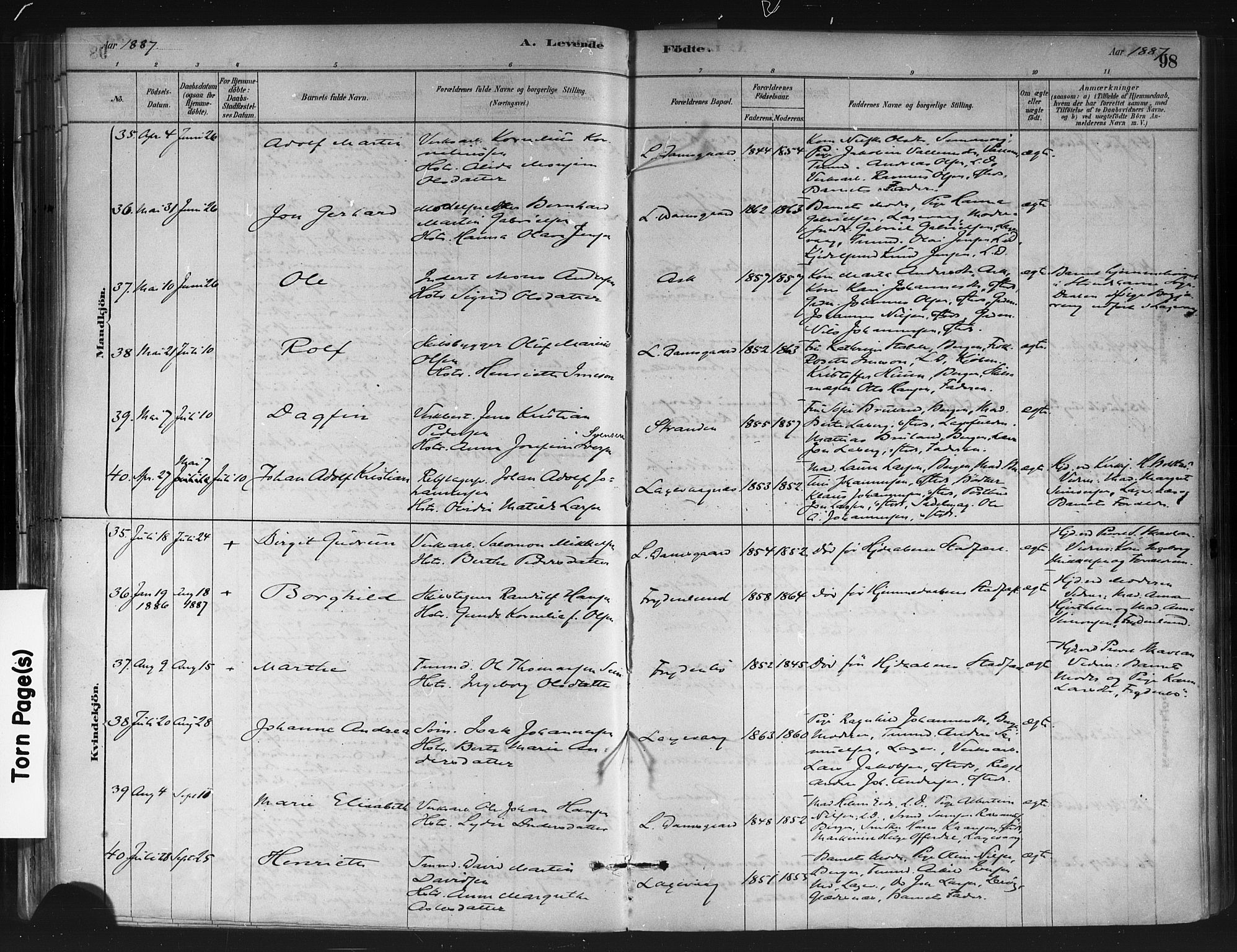 Askøy Sokneprestembete, AV/SAB-A-74101/H/Ha/Haa/Haae/L0002: Parish register (official) no. E 2, 1878-1891, p. 98