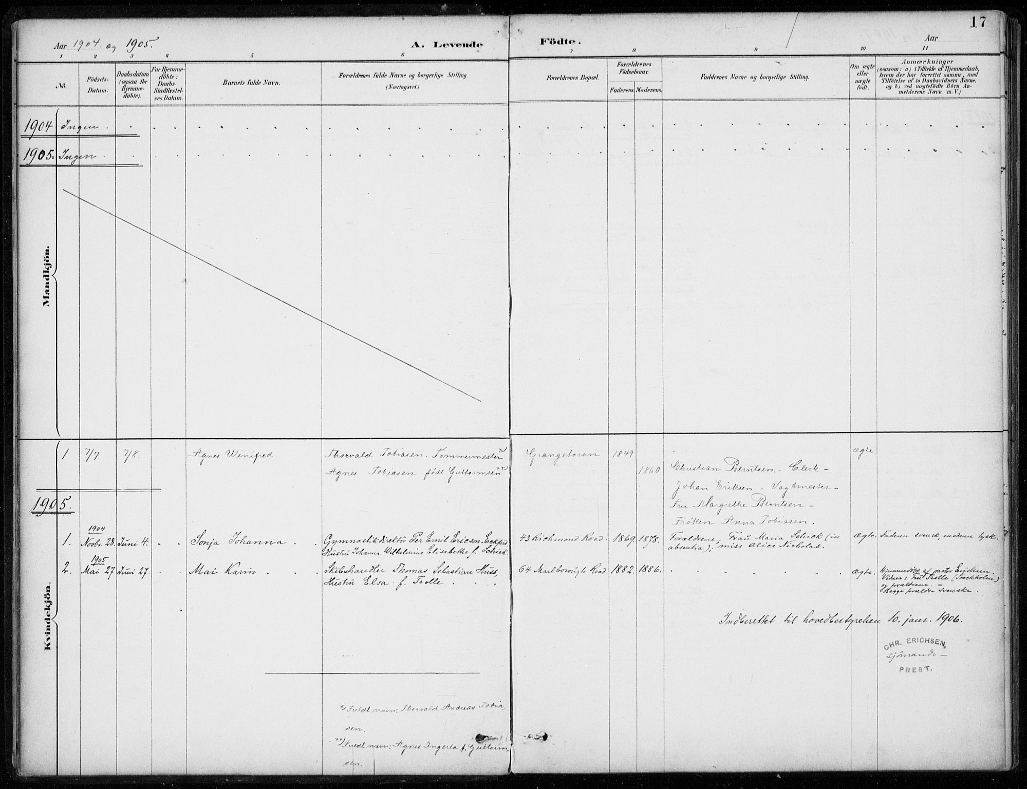 Den norske sjømannsmisjon i utlandet/Bristolhavnene(Cardiff-Swansea), SAB/SAB/PA-0102/H/Ha/Haa/L0002: Parish register (official) no. A 2, 1887-1932, p. 17
