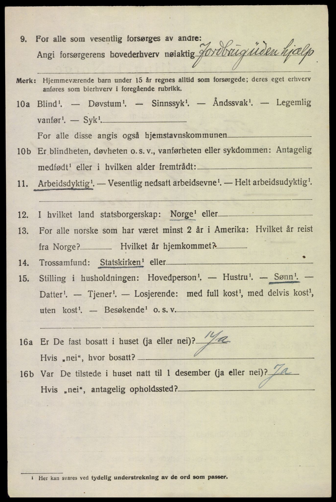 SAK, 1920 census for Tveit, 1920, p. 1989