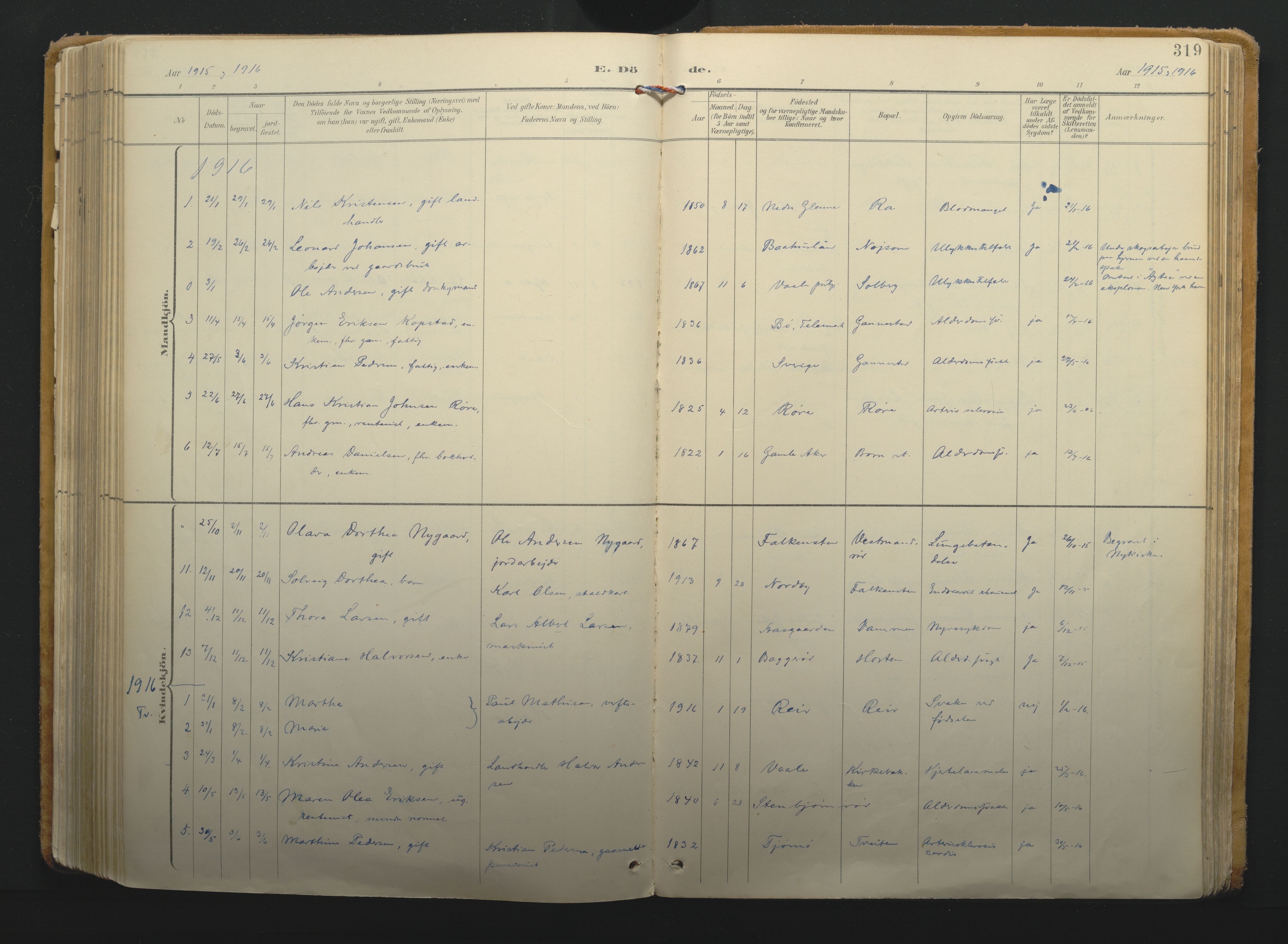 Borre kirkebøker, AV/SAKO-A-338/F/Fa/L0011: Parish register (official) no. I 11, 1897-1921, p. 319