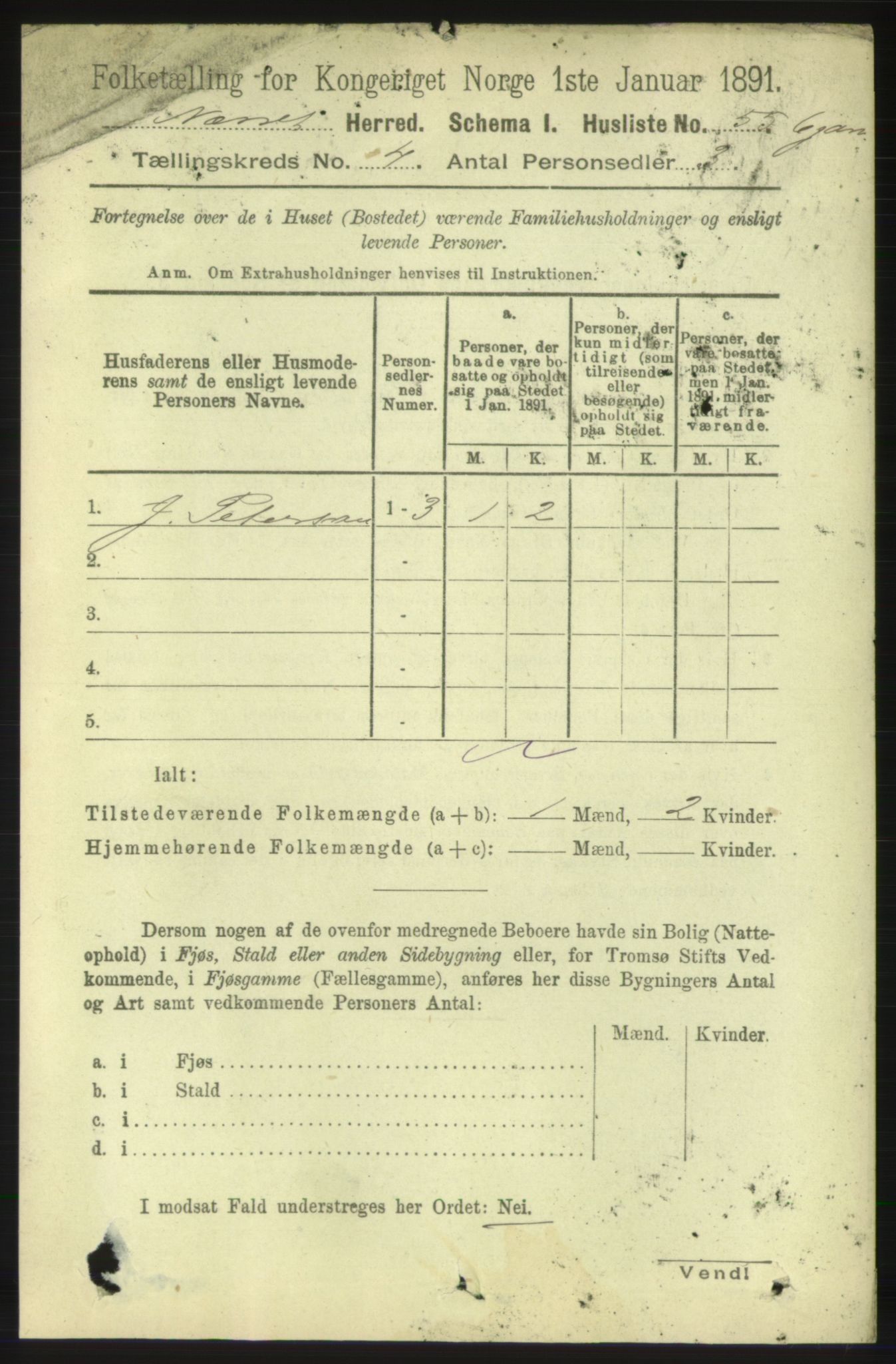 RA, 1891 census for 1543 Nesset, 1891, p. 1689