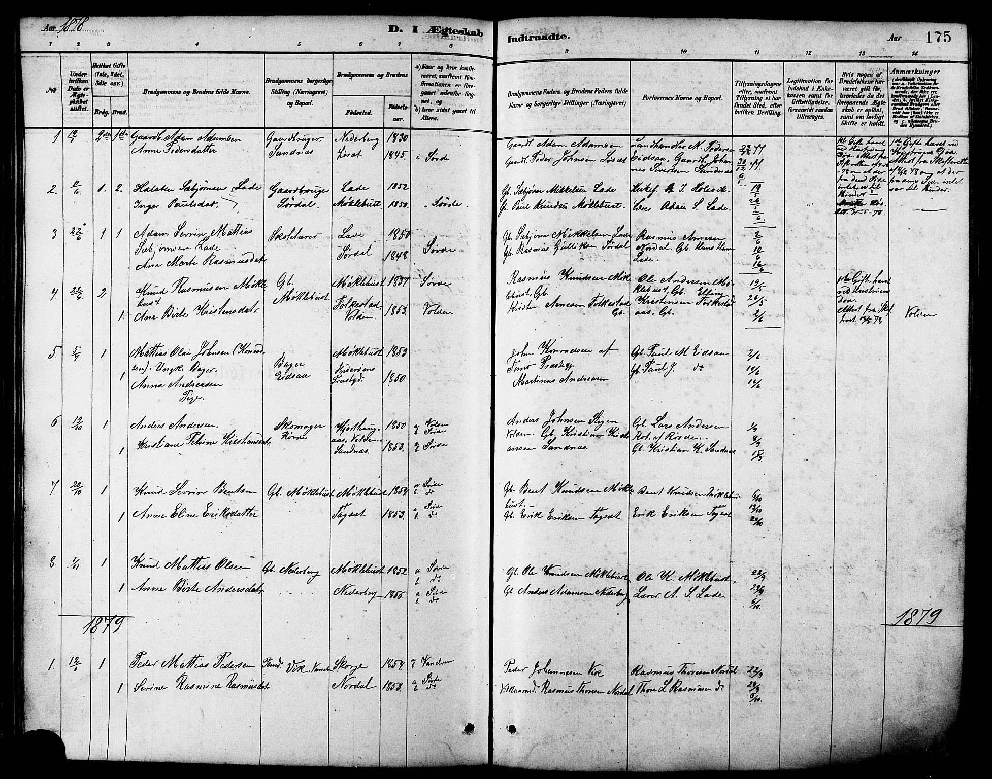 Ministerialprotokoller, klokkerbøker og fødselsregistre - Møre og Romsdal, AV/SAT-A-1454/502/L0027: Parish register (copy) no. 502C01, 1878-1908, p. 175