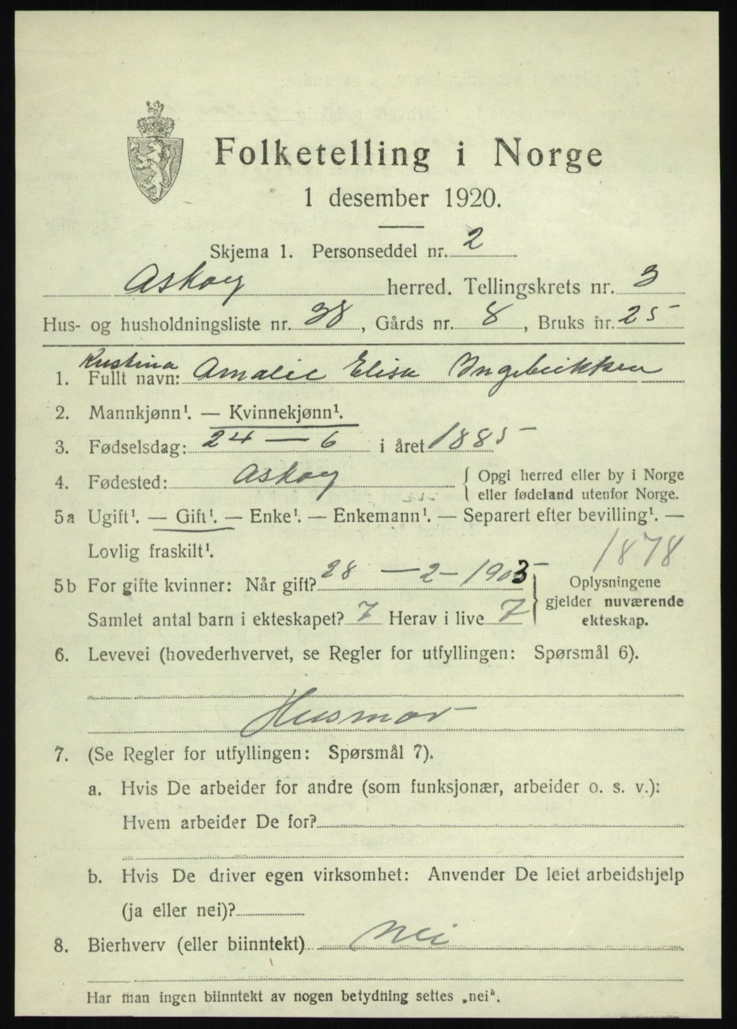 SAB, 1920 census for Askøy, 1920, p. 6844