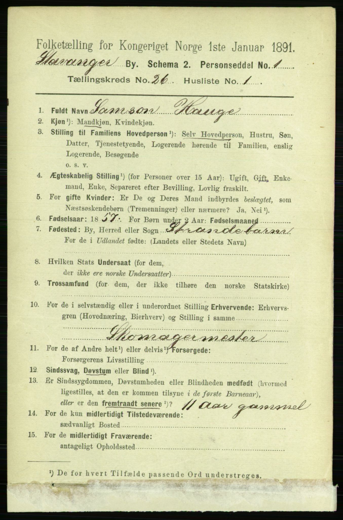 RA, 1891 census for 1103 Stavanger, 1891, p. 28118