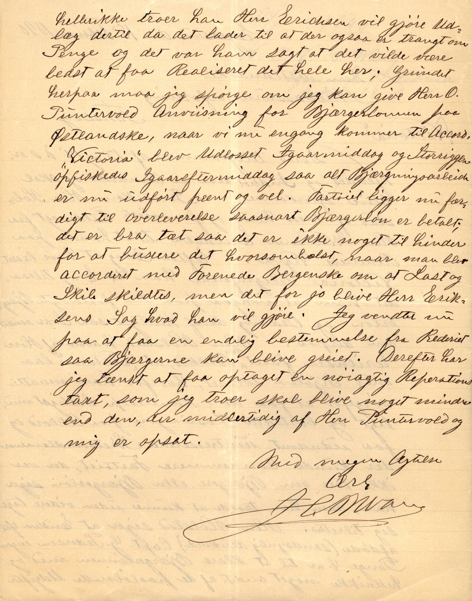 Pa 63 - Østlandske skibsassuranceforening, VEMU/A-1079/G/Ga/L0025/0002: Havaridokumenter / Victoria, St. Petersburg, Windsor, 1890, p. 39