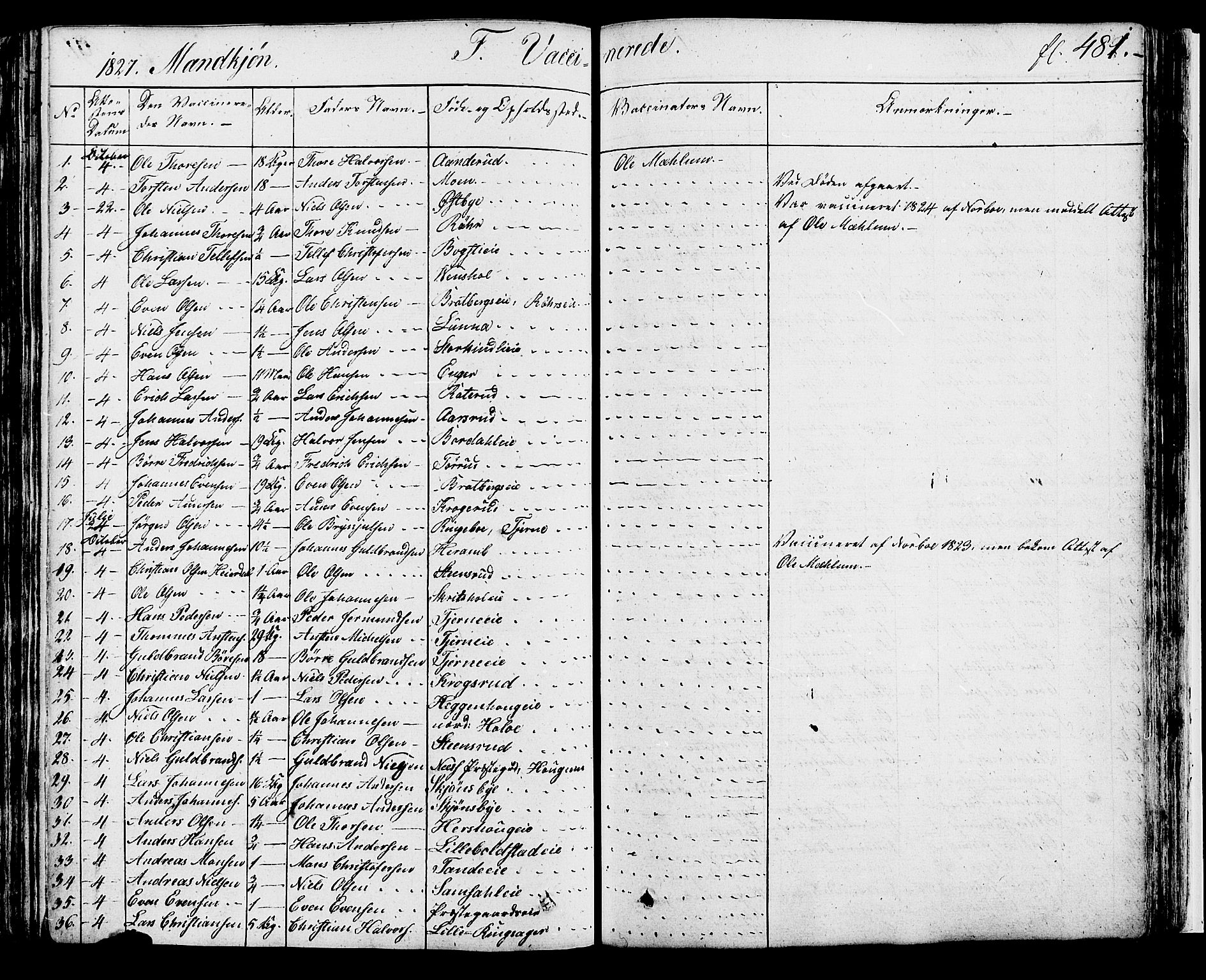 Ringsaker prestekontor, AV/SAH-PREST-014/K/Ka/L0007: Parish register (official) no. 7B, 1826-1837, p. 481