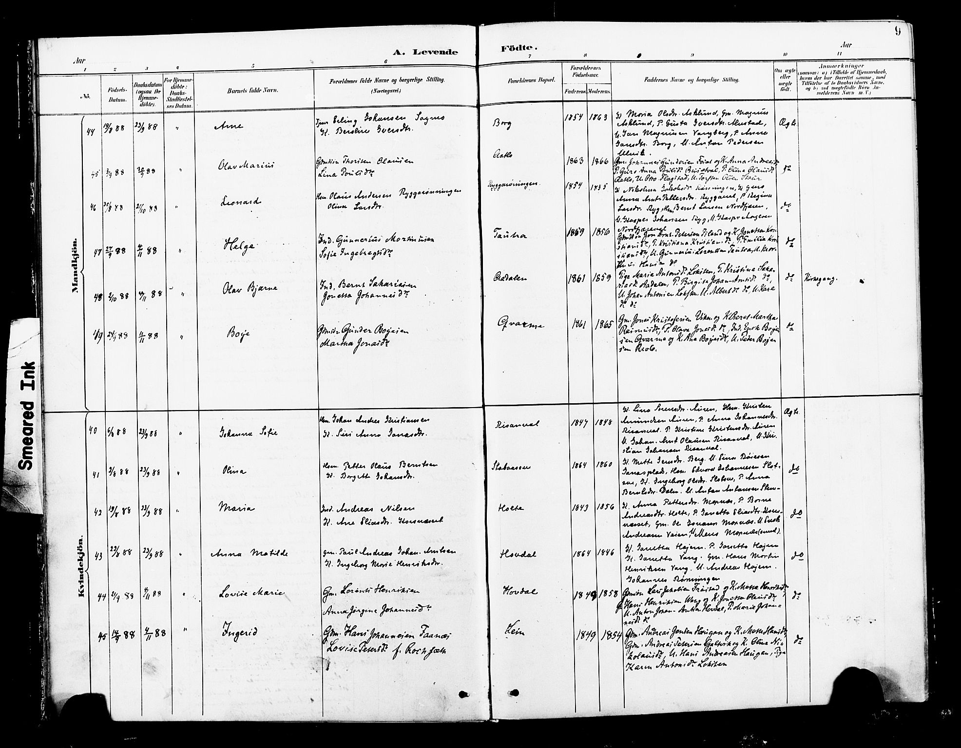 Ministerialprotokoller, klokkerbøker og fødselsregistre - Nord-Trøndelag, AV/SAT-A-1458/713/L0121: Parish register (official) no. 713A10, 1888-1898, p. 9