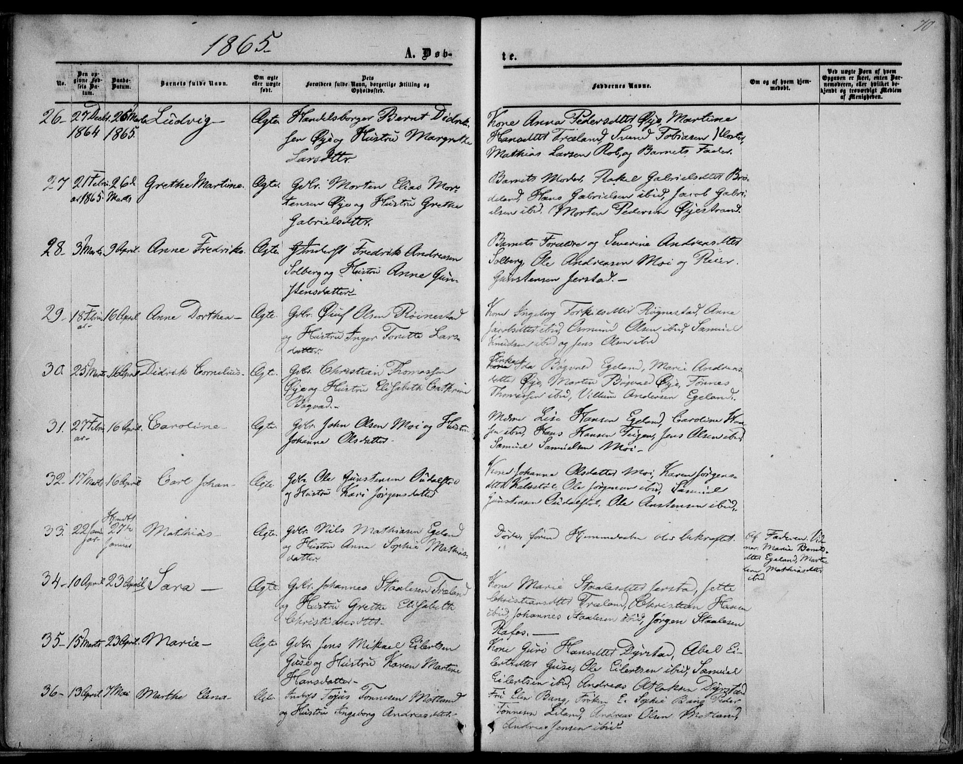 Kvinesdal sokneprestkontor, SAK/1111-0026/F/Fa/Fab/L0006: Parish register (official) no. A 6, 1857-1869, p. 70