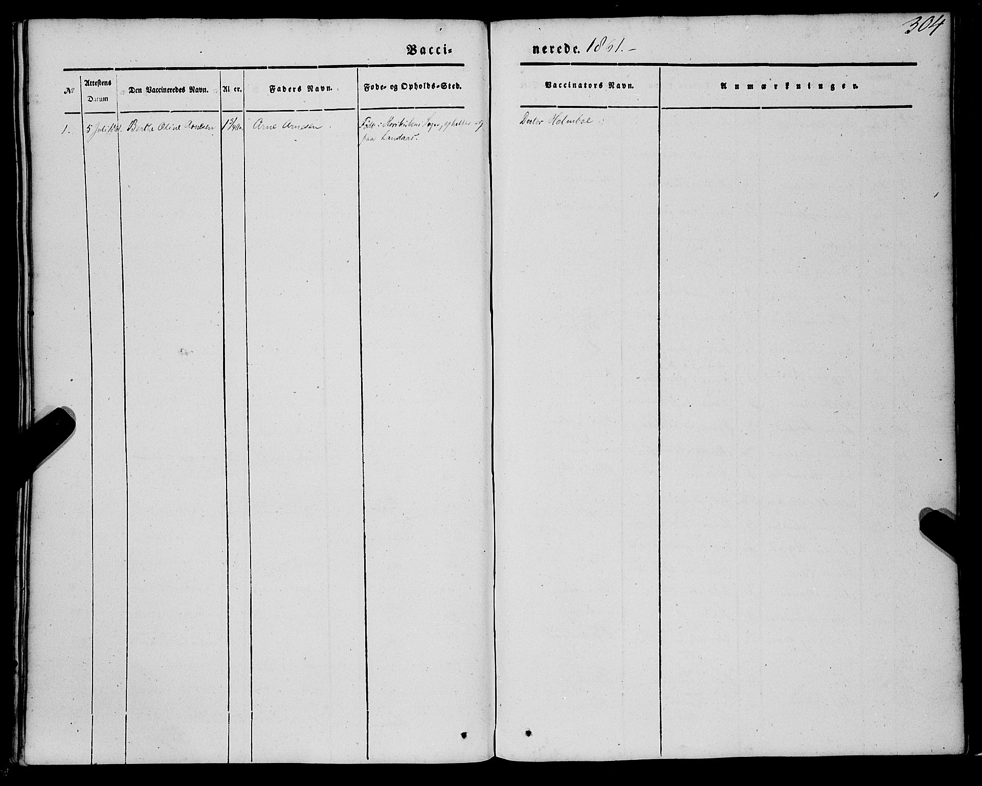 St. Jørgens hospital og Årstad sokneprestembete, AV/SAB-A-99934: Parish register (official) no. A 4, 1844-1863, p. 304