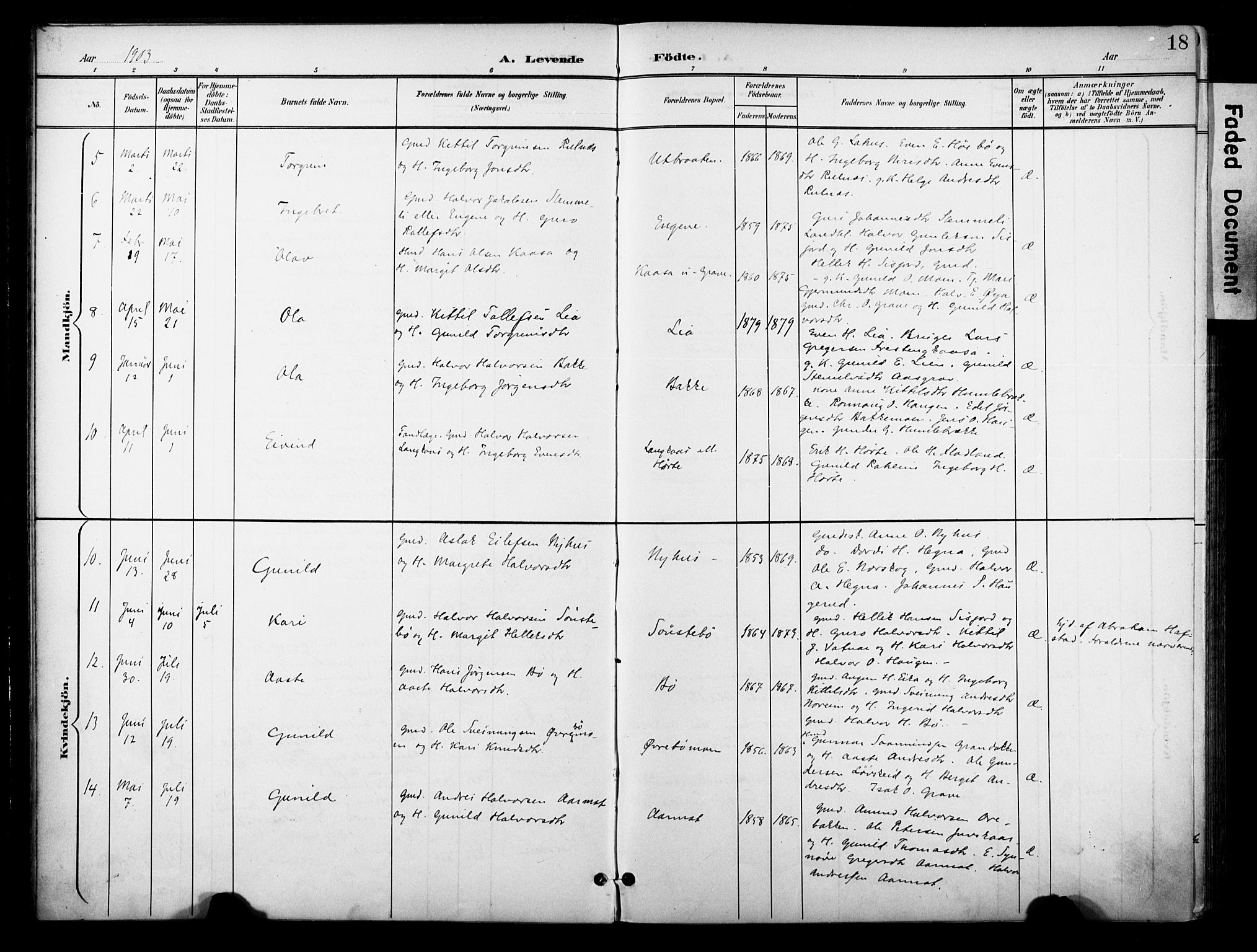 Bø kirkebøker, AV/SAKO-A-257/F/Fa/L0012: Parish register (official) no. 12, 1900-1908, p. 18