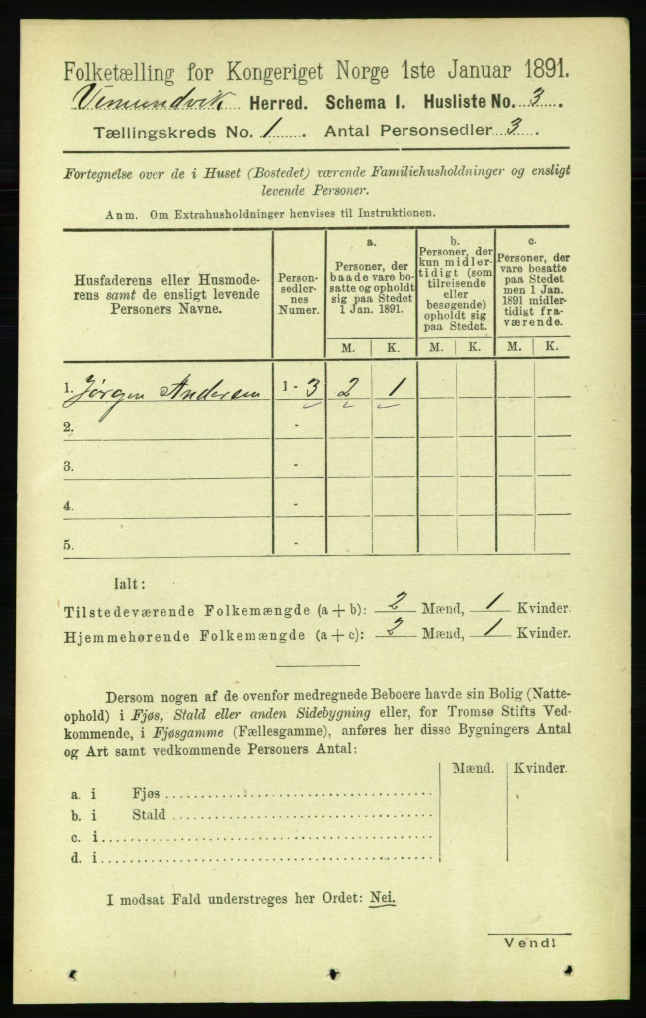 RA, 1891 census for 1745 Vemundvik, 1891, p. 15