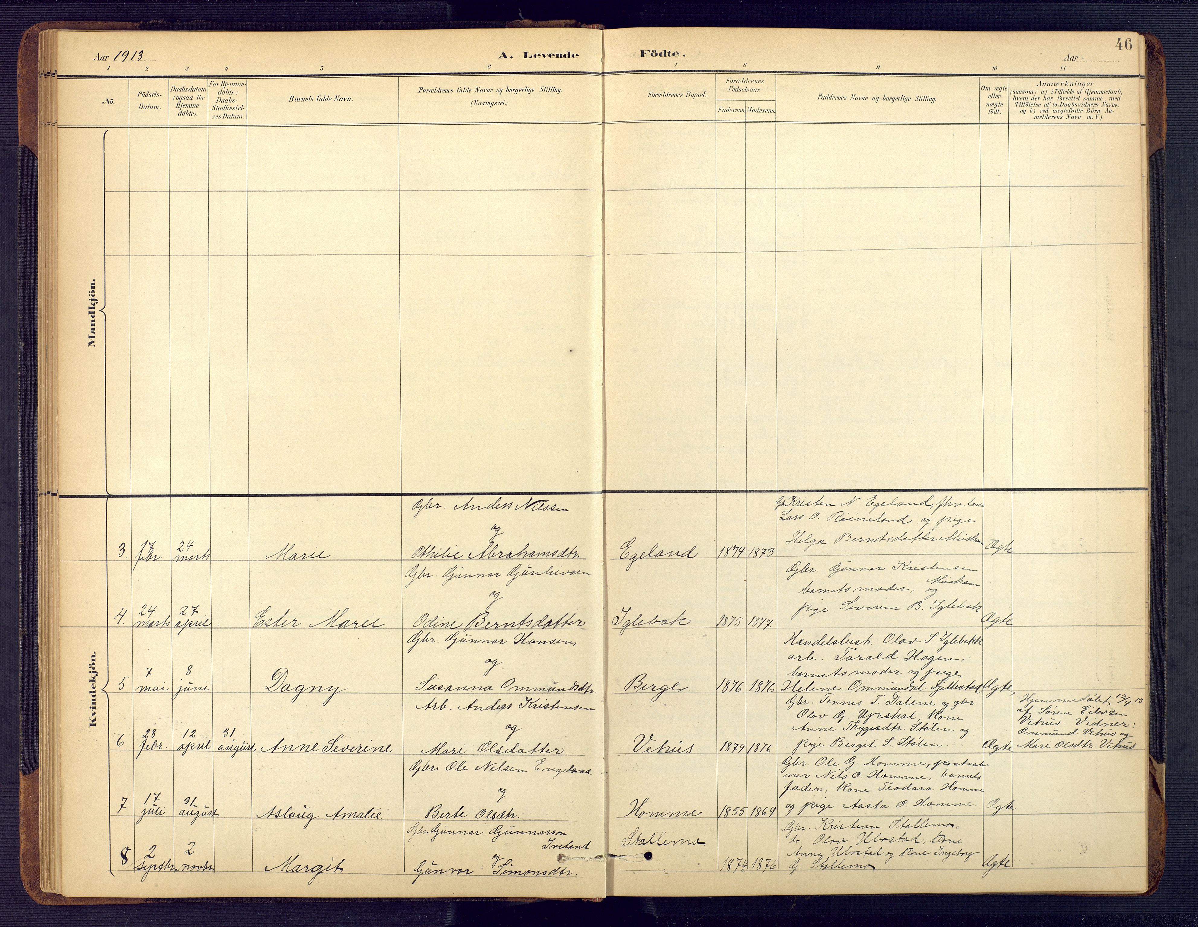 Vennesla sokneprestkontor, SAK/1111-0045/Fb/Fbc/L0003: Parish register (copy) no. B 3, 1895-1946, p. 46