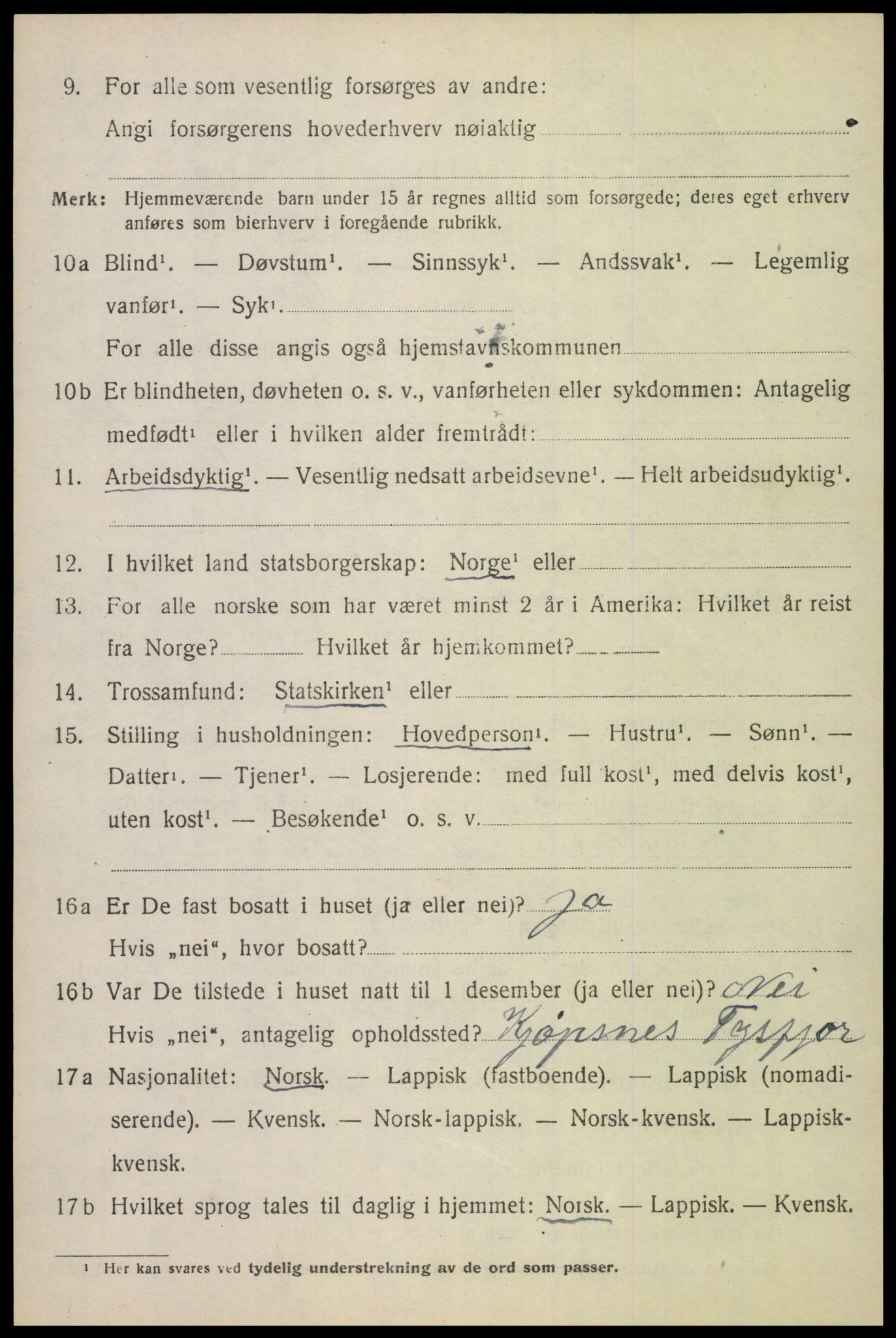 SAT, 1920 census for Tysfjord, 1920, p. 6772