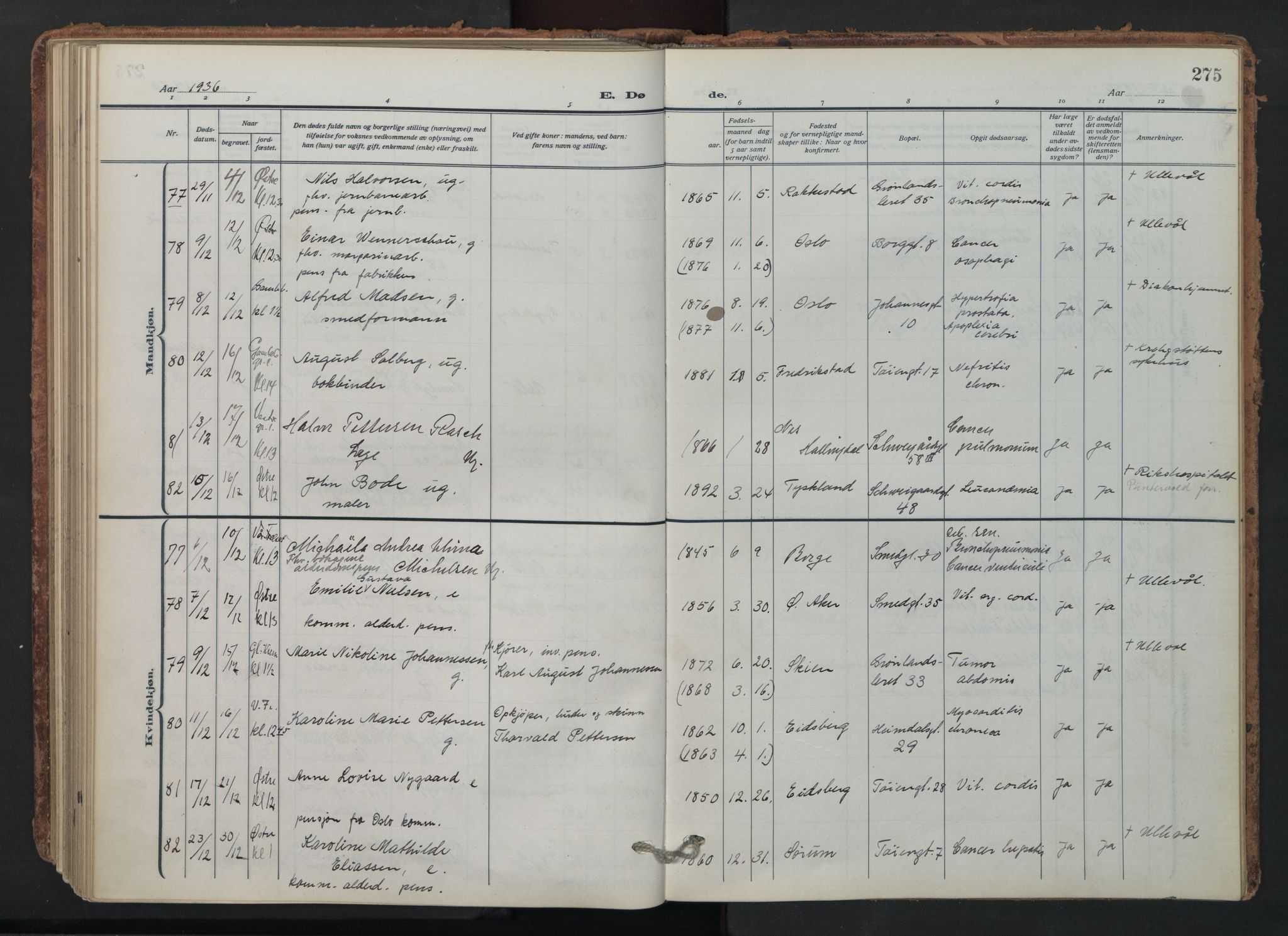 Grønland prestekontor Kirkebøker, AV/SAO-A-10848/F/Fa/L0019: Parish register (official) no. 19, 1918-1938, p. 275