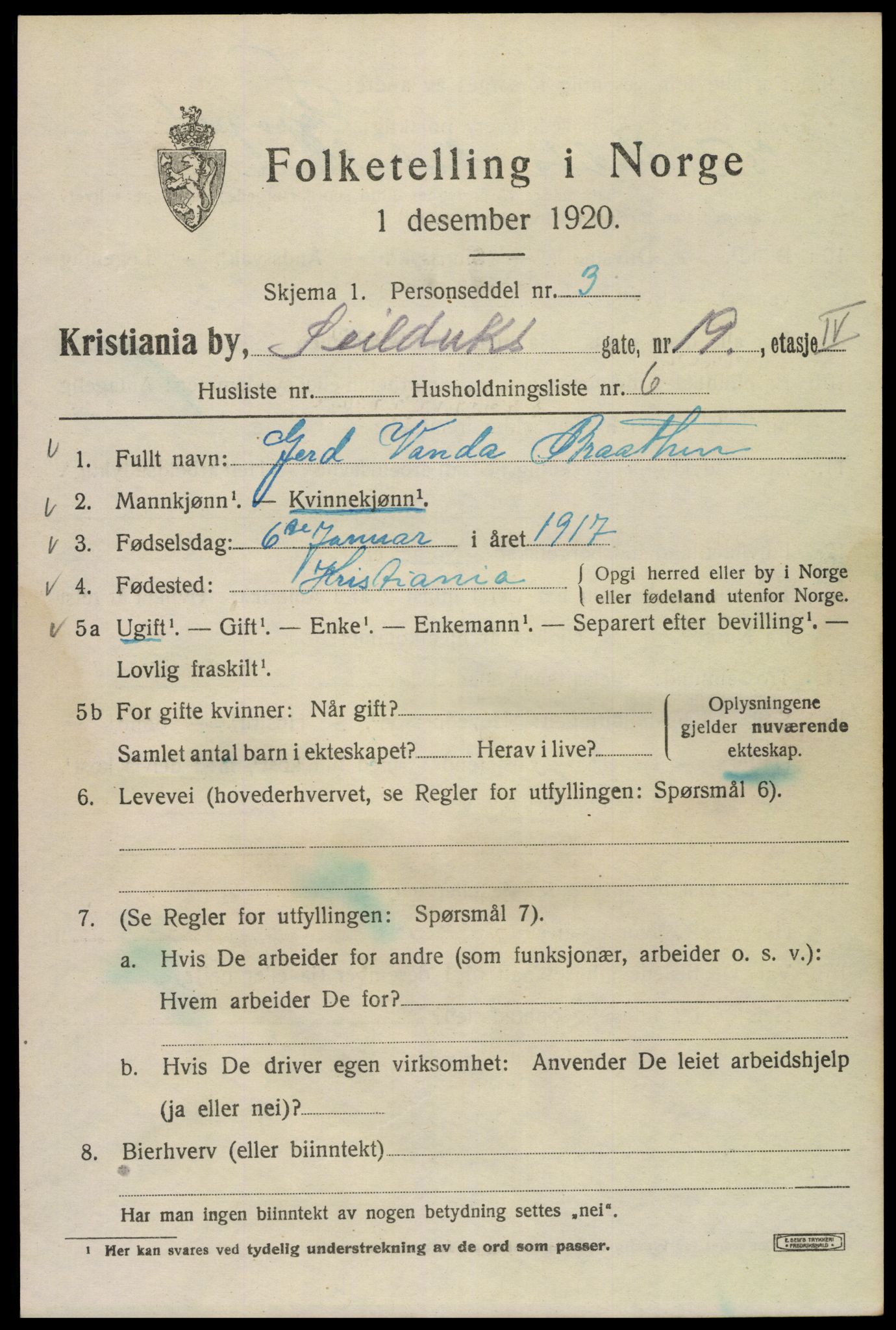 SAO, 1920 census for Kristiania, 1920, p. 507961