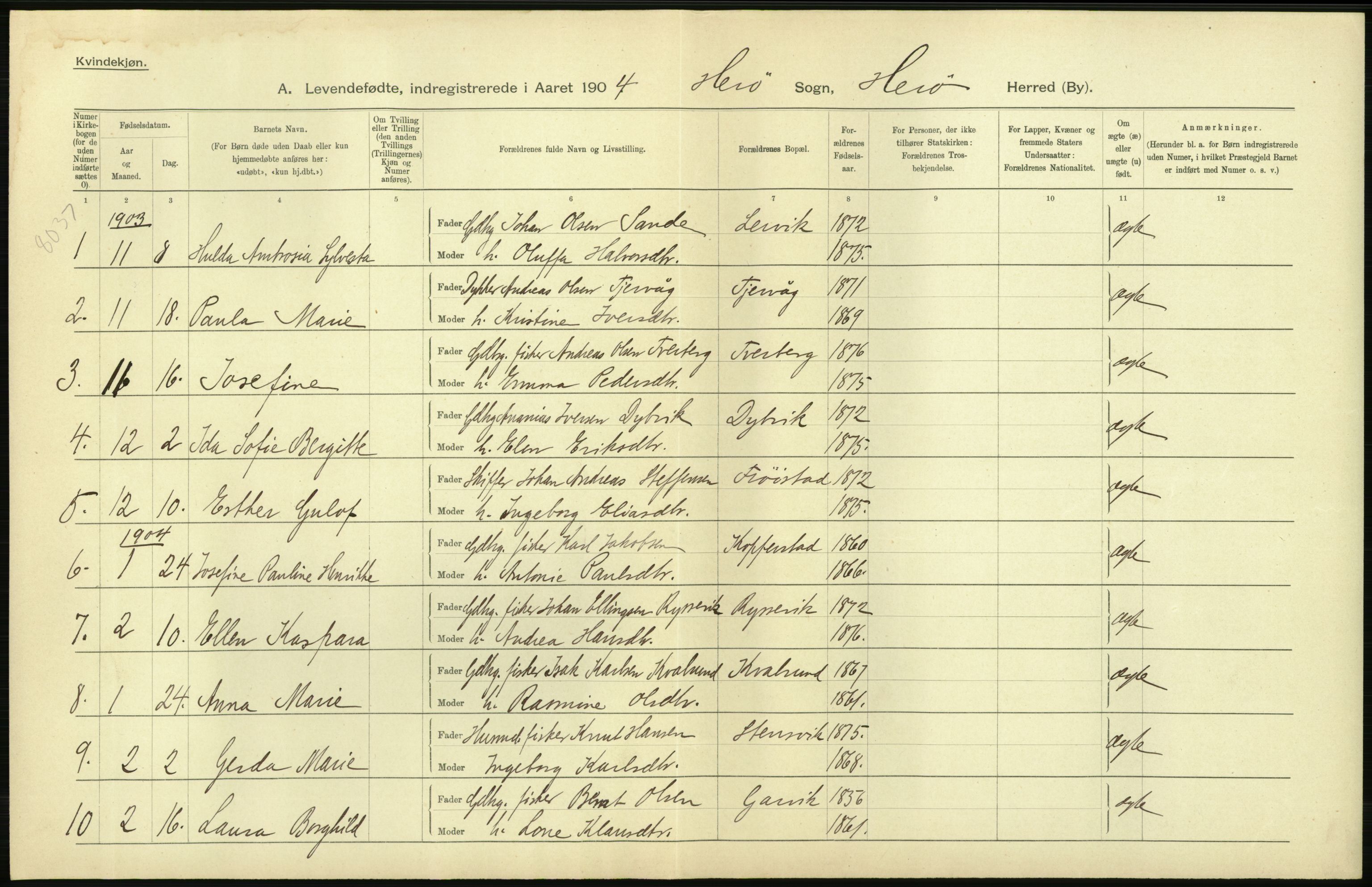 Statistisk sentralbyrå, Sosiodemografiske emner, Befolkning, AV/RA-S-2228/D/Df/Dfa/Dfab/L0016: Romsdals amt: Fødte, gifte, døde., 1904, p. 34