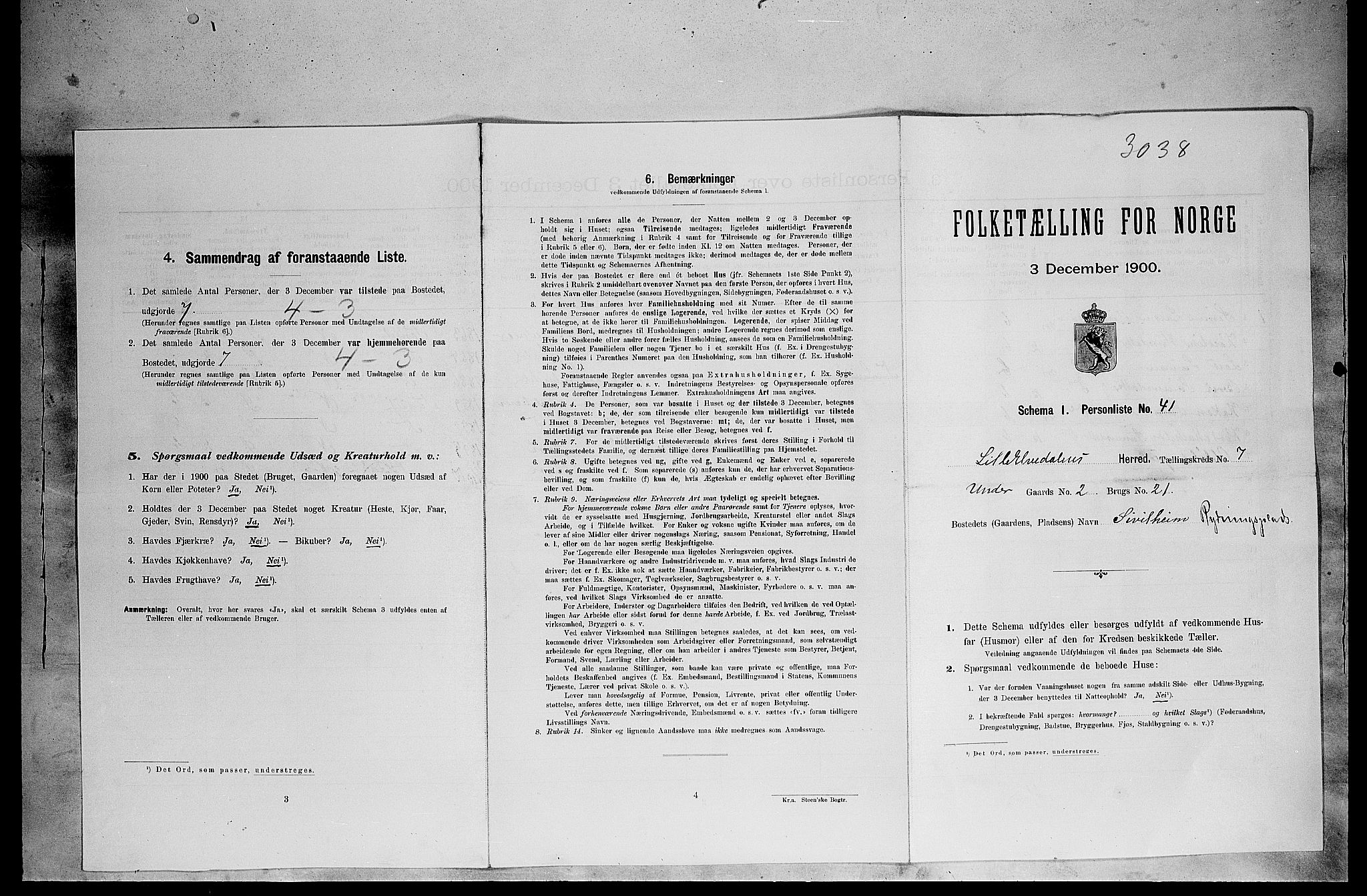 SAH, 1900 census for Lille Elvedalen, 1900, p. 559