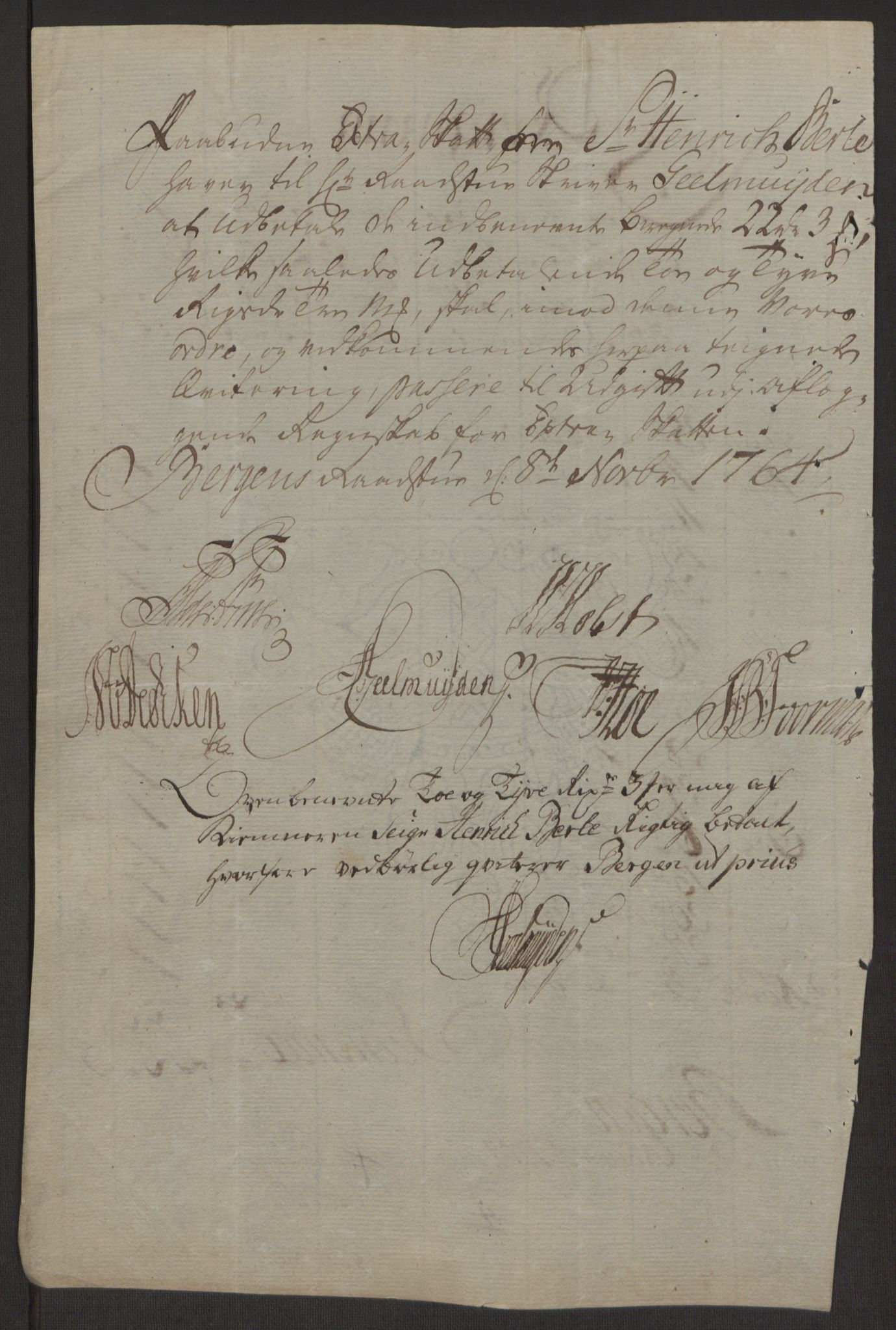 Rentekammeret inntil 1814, Reviderte regnskaper, Byregnskaper, AV/RA-EA-4066/R/Rp/L0367/0001: [P21] Kontribusjonsregnskap / Ekstraskatt, 1764, p. 51