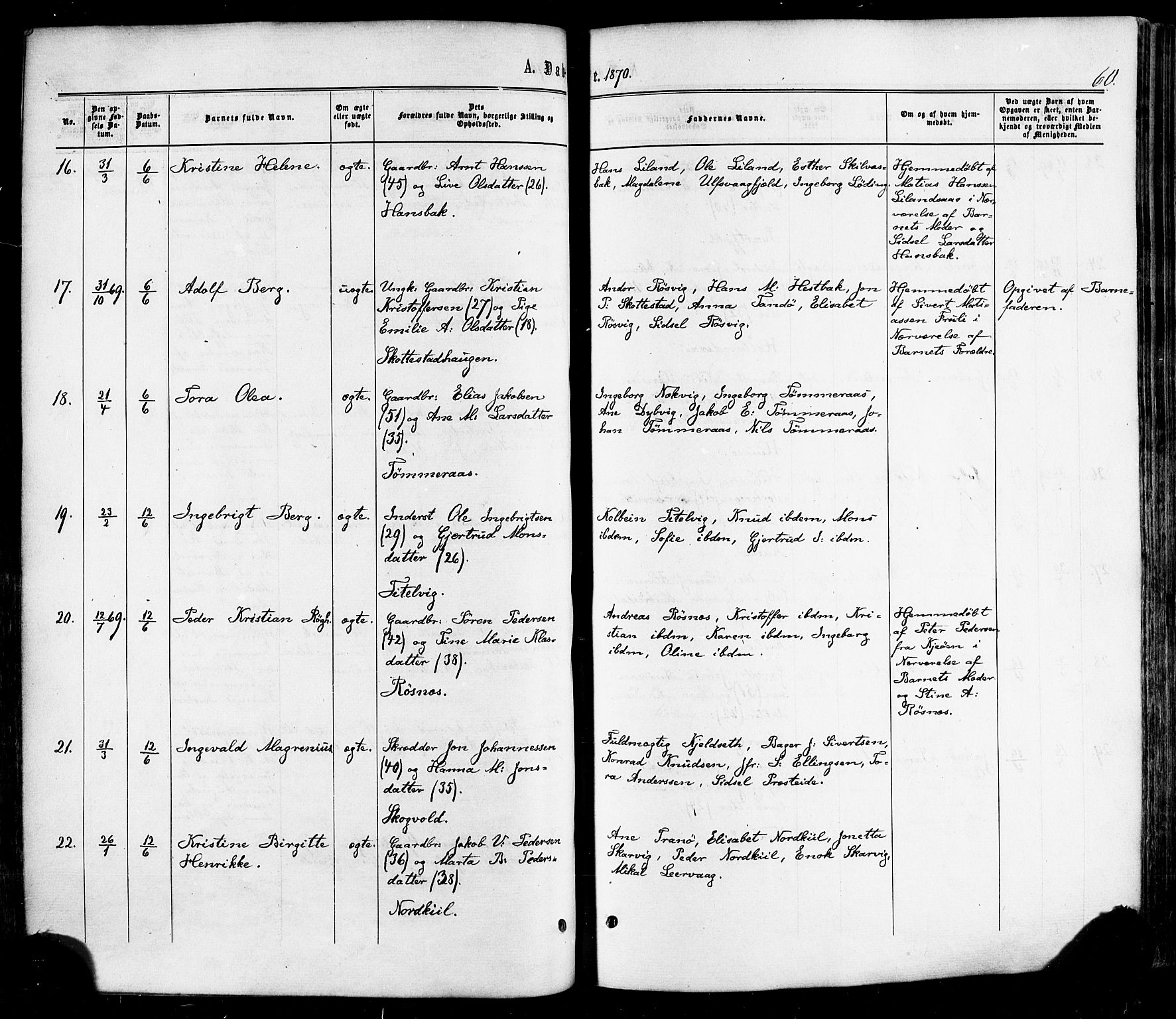 Ministerialprotokoller, klokkerbøker og fødselsregistre - Nordland, SAT/A-1459/859/L0845: Parish register (official) no. 859A05, 1863-1877, p. 60