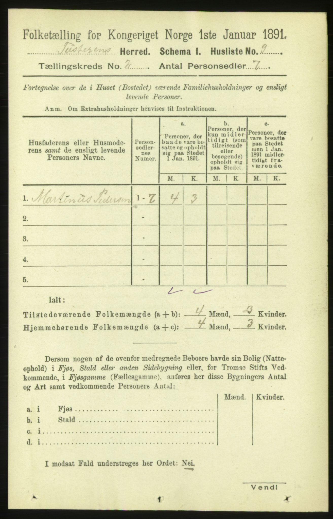 RA, 1891 census for 1572 Tustna, 1891, p. 650