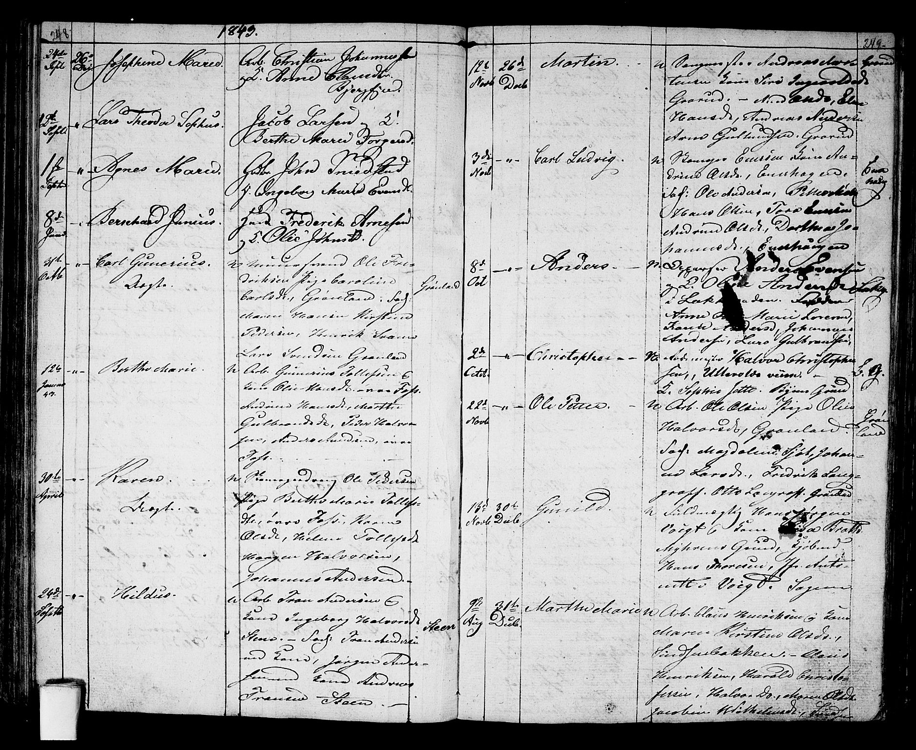 Aker prestekontor kirkebøker, SAO/A-10861/G/L0007: Parish register (copy) no. 7, 1838-1846, p. 248-249