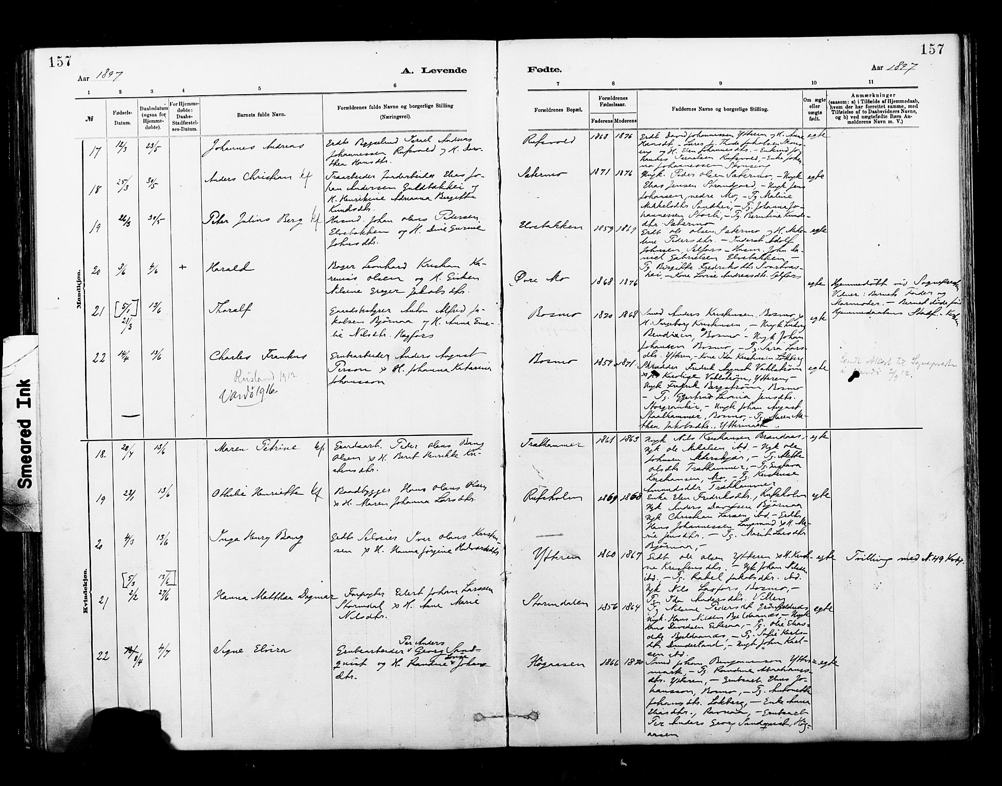 Ministerialprotokoller, klokkerbøker og fødselsregistre - Nordland, AV/SAT-A-1459/827/L0400: Parish register (official) no. 827A12, 1883-1903, p. 157