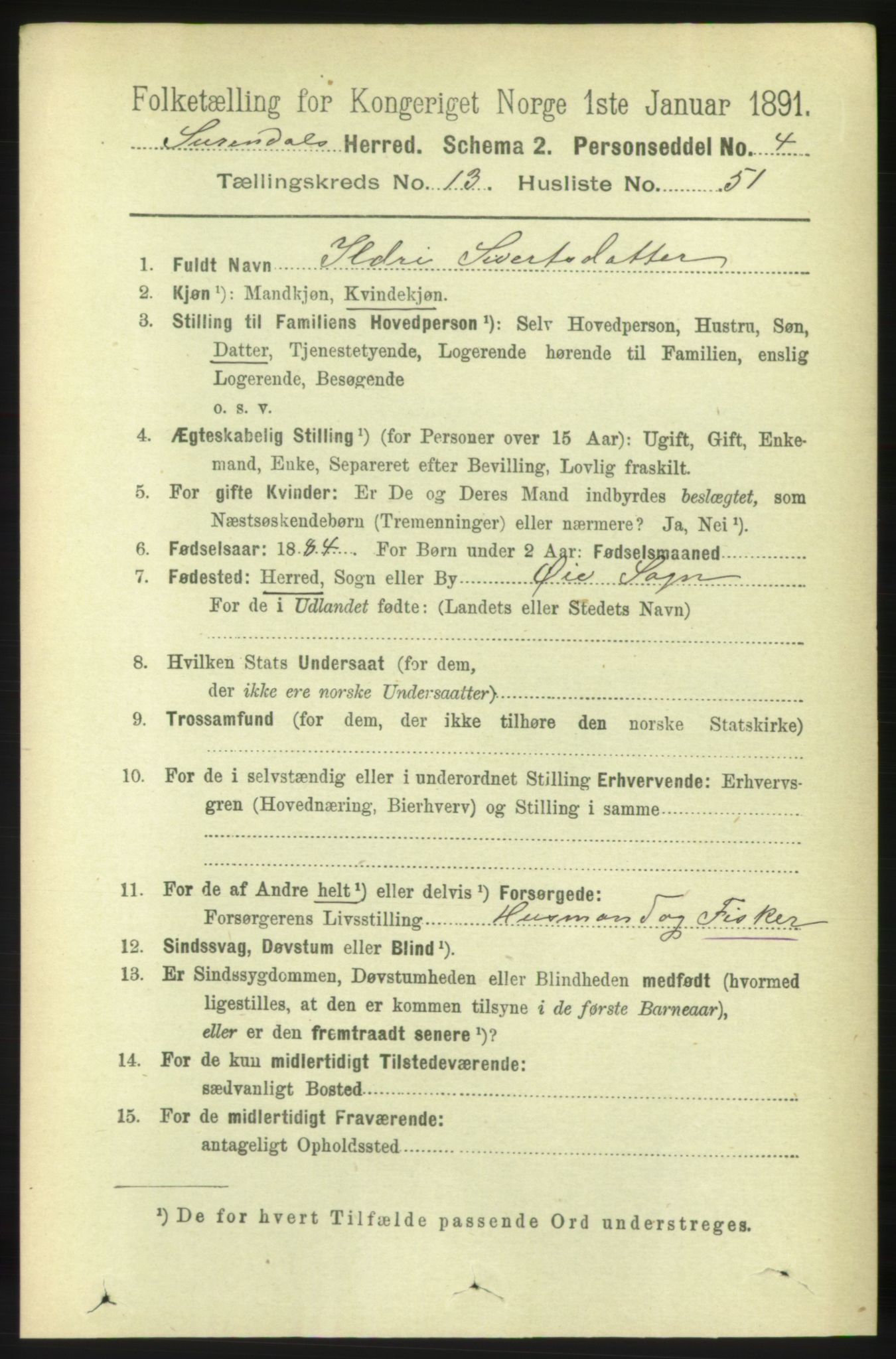 RA, 1891 census for 1566 Surnadal, 1891, p. 3456